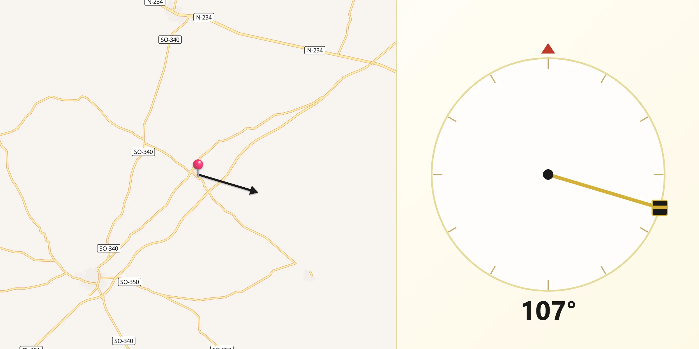 Dirección de la Qibla desde Buberos