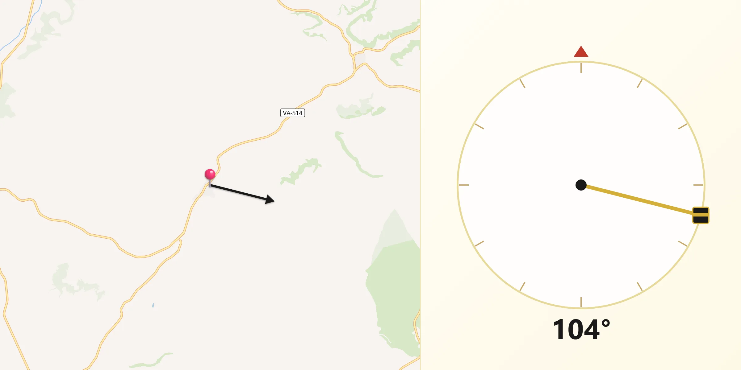 Dirección de la Qibla desde Castrodeza