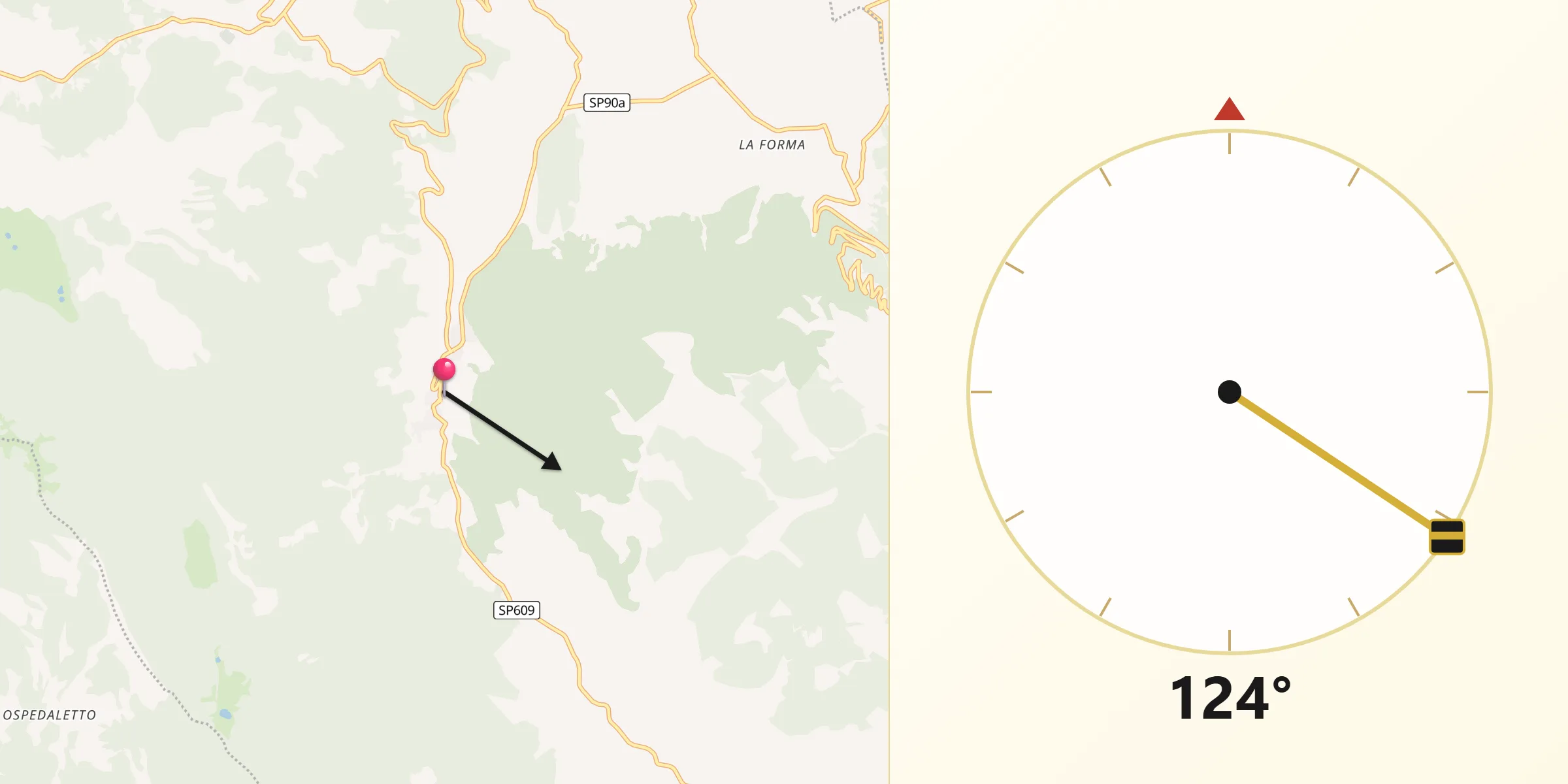 Direzione della Qibla da Montelanico