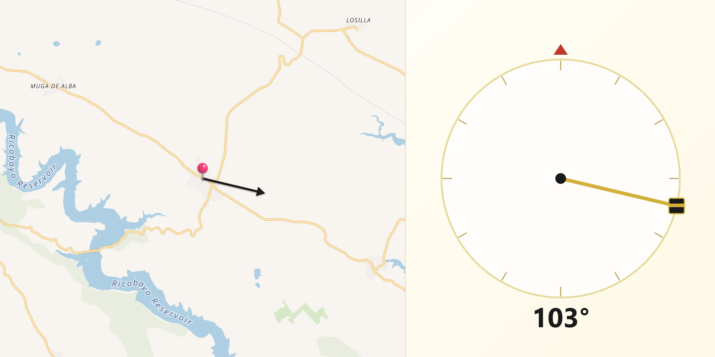Dirección de la Qibla desde Carbajales de Alba