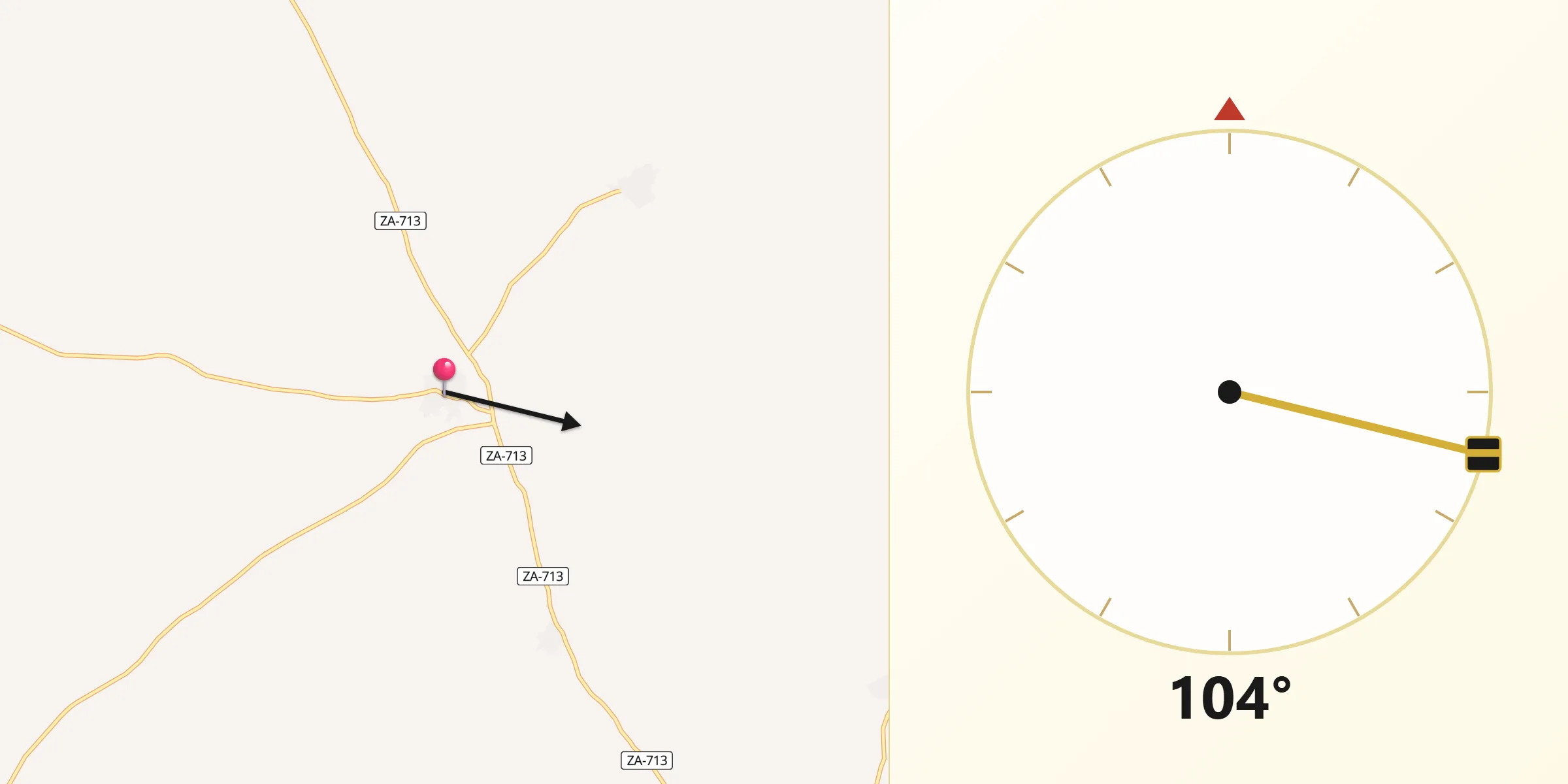 Dirección de la Qibla desde Malva