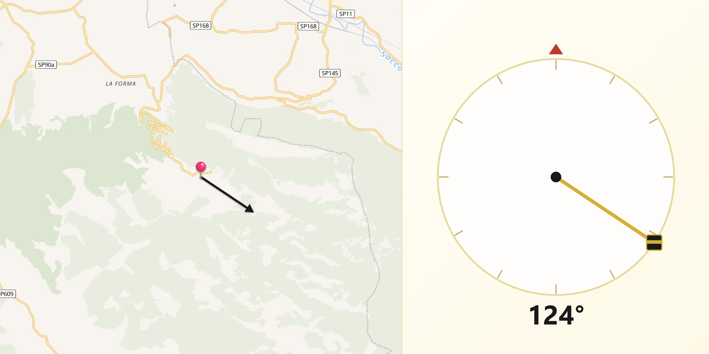 Direzione della Qibla da Gorga
