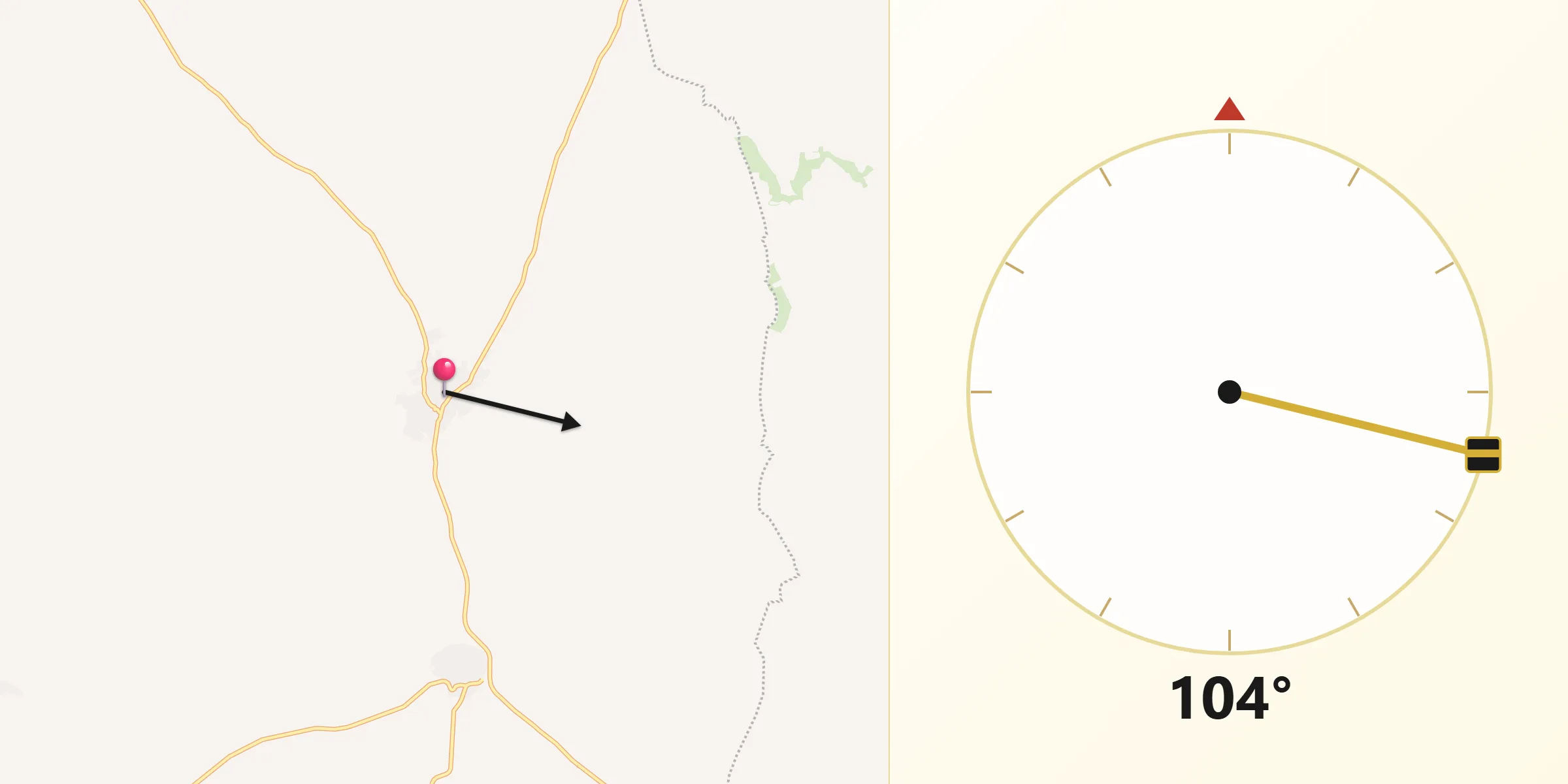 Dirección de la Qibla desde Vezdemarbán