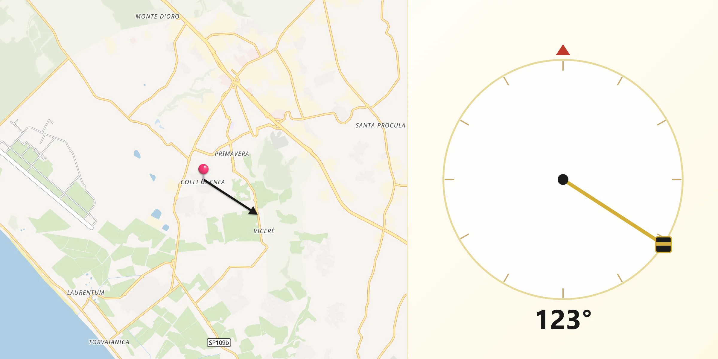 Direzione della Qibla da Colli di Enea