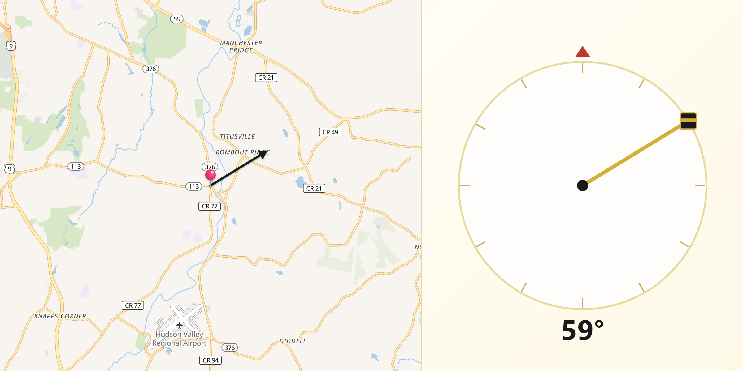 Qibla Direction from Red Oaks Mill