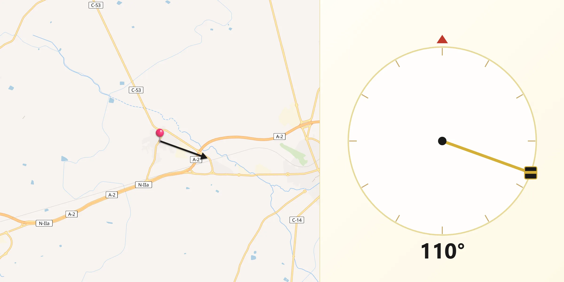 Dirección de la Qibla desde Anglesola