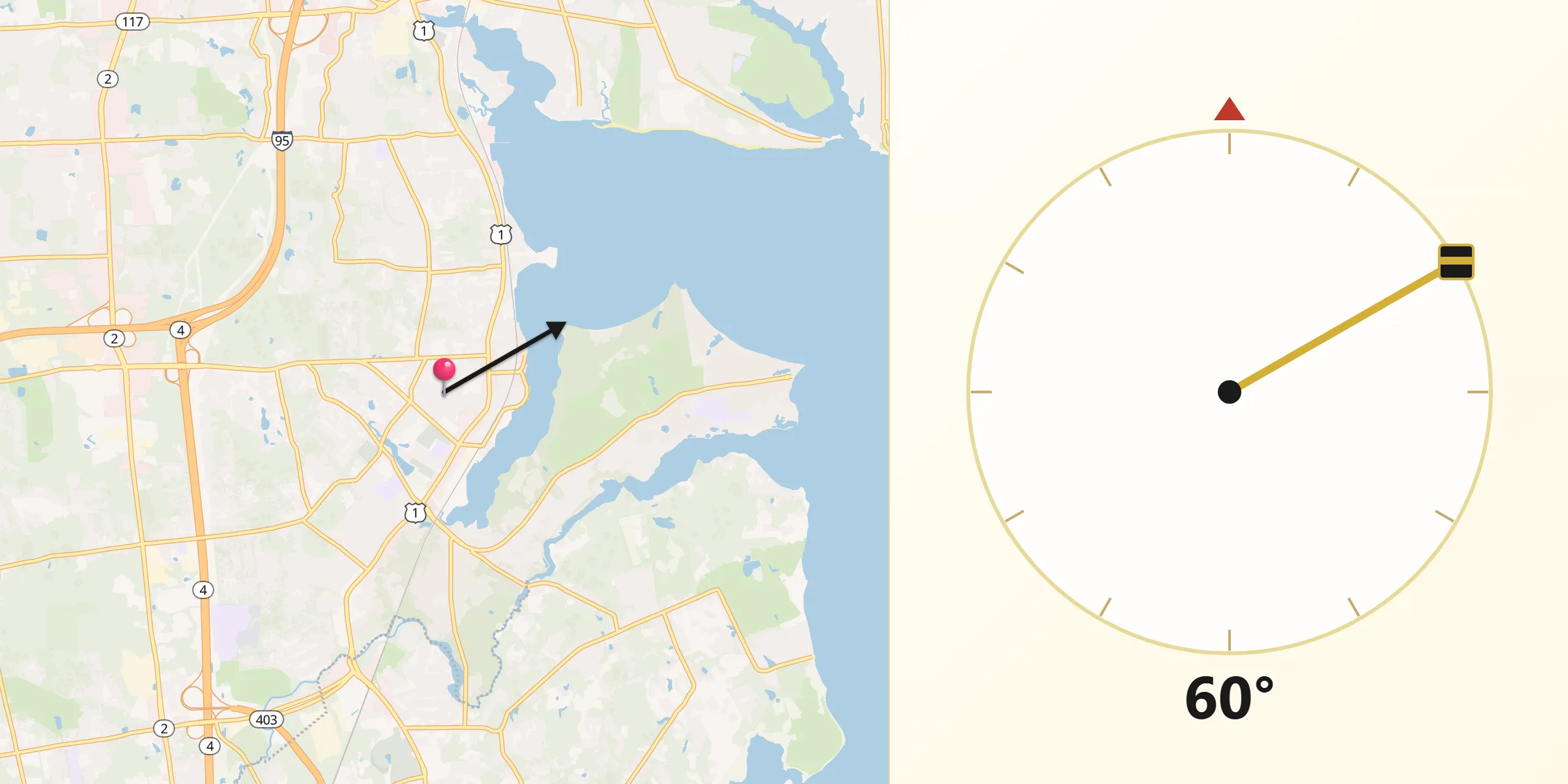 Qibla Direction from East Greenwich