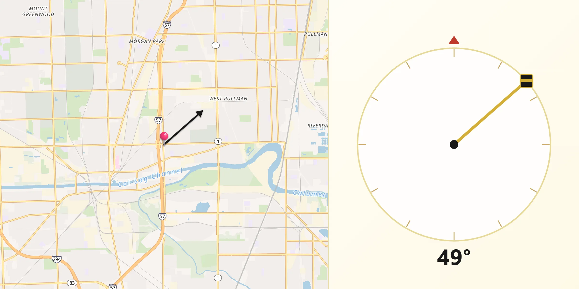 Qibla Direction from Calumet Park