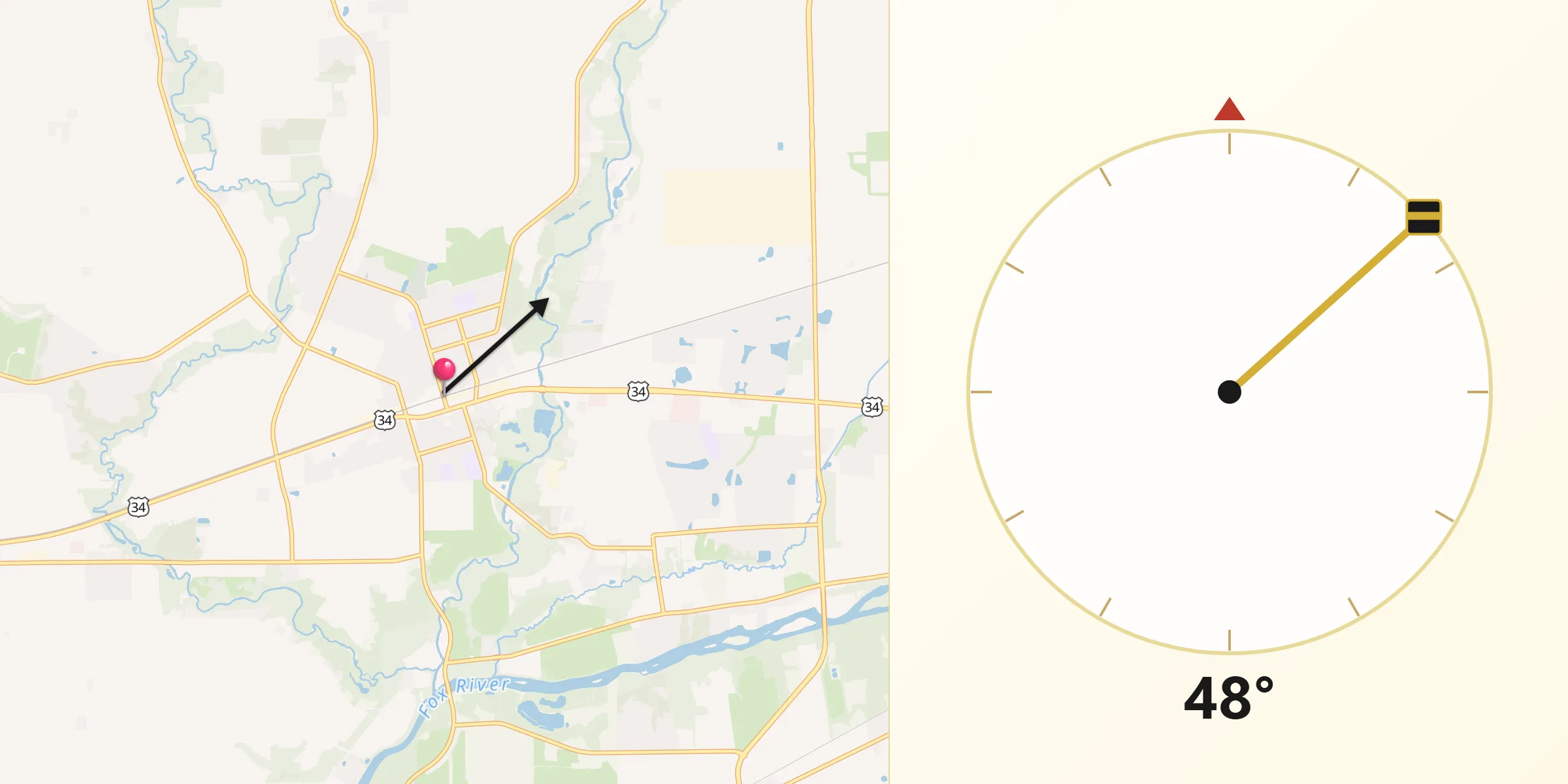 Qibla Direction from Plano
