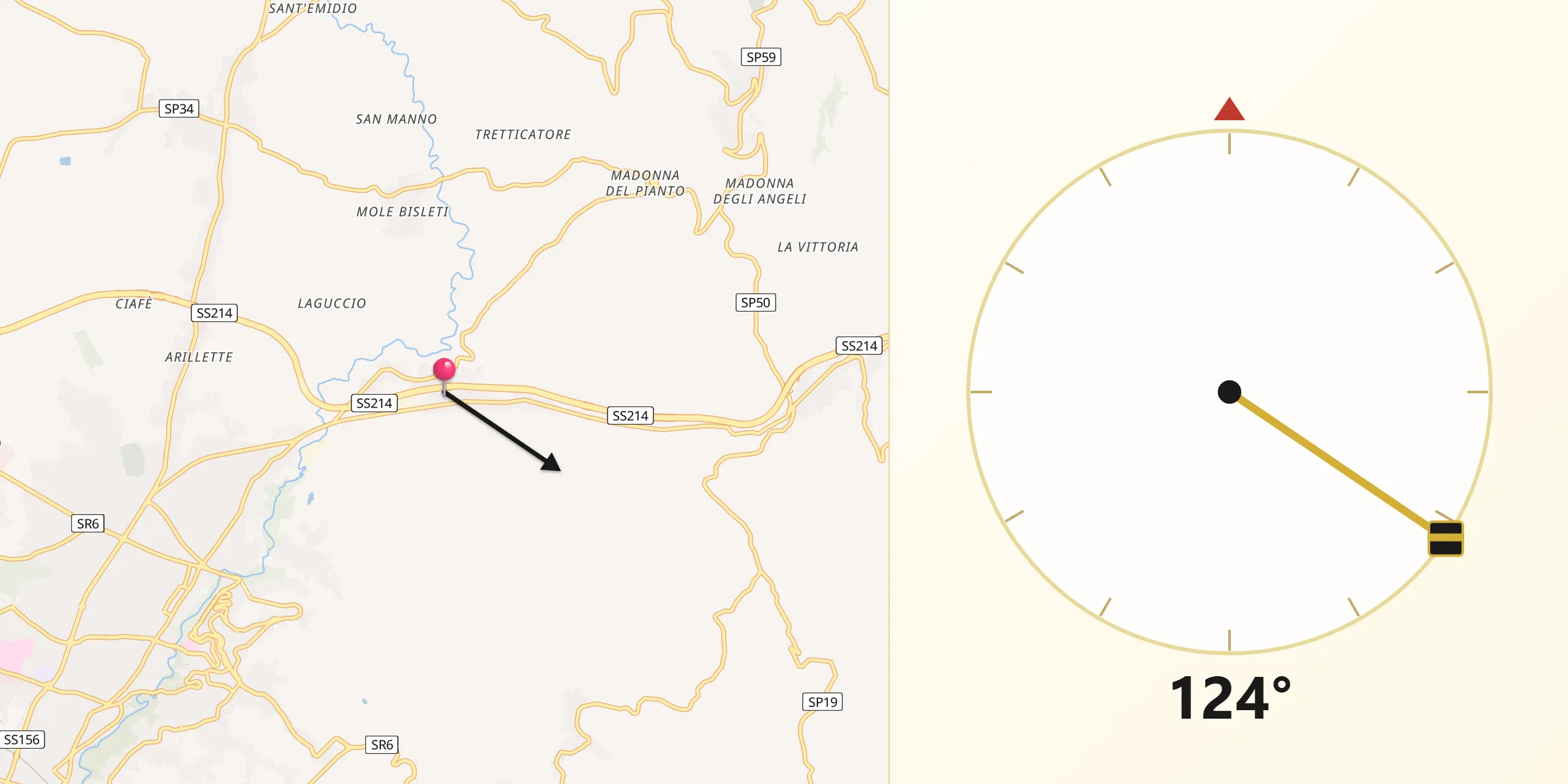 Direzione della Qibla da Castelmassimo