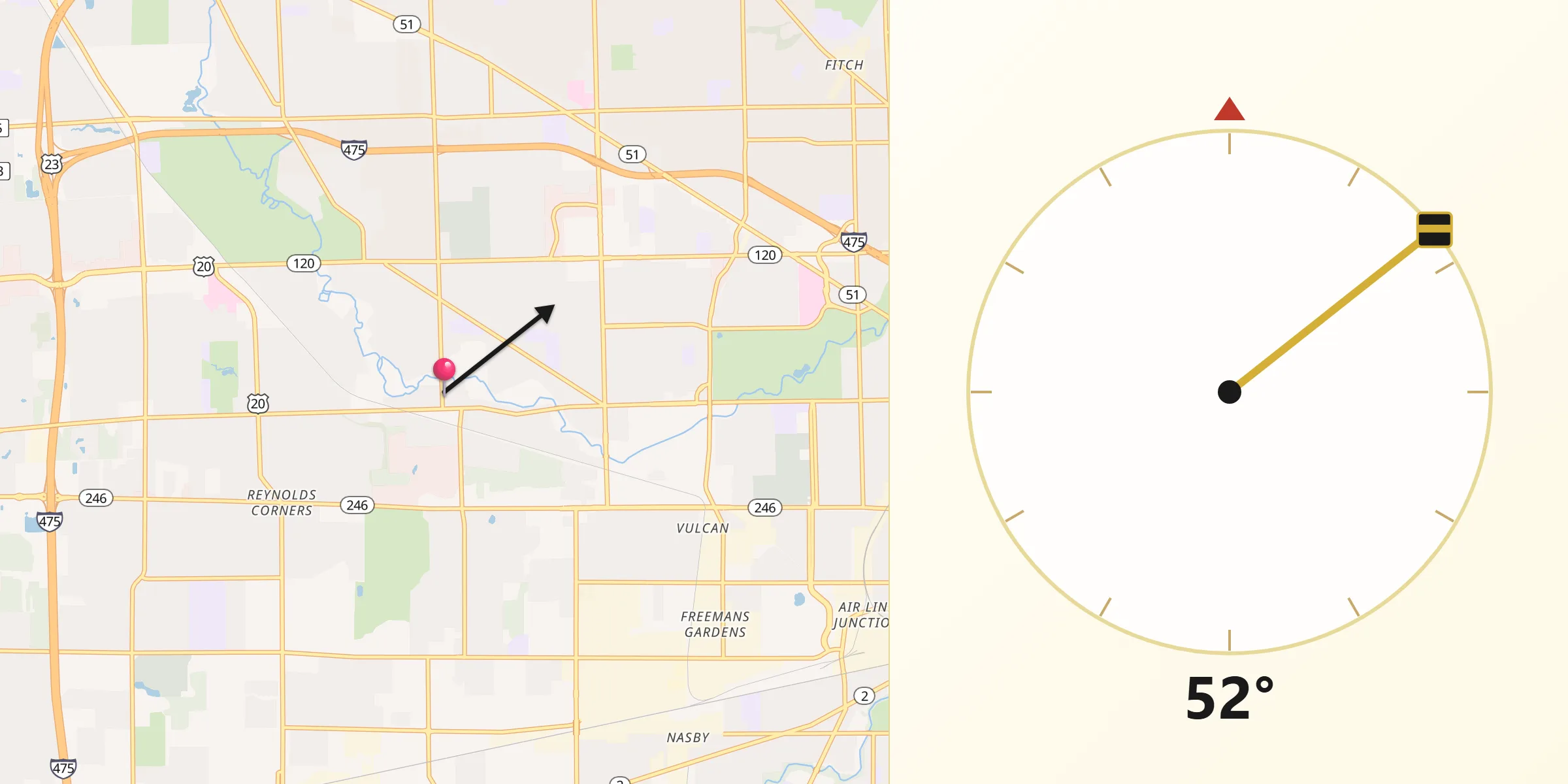 Qibla Direction from Ottawa Hills