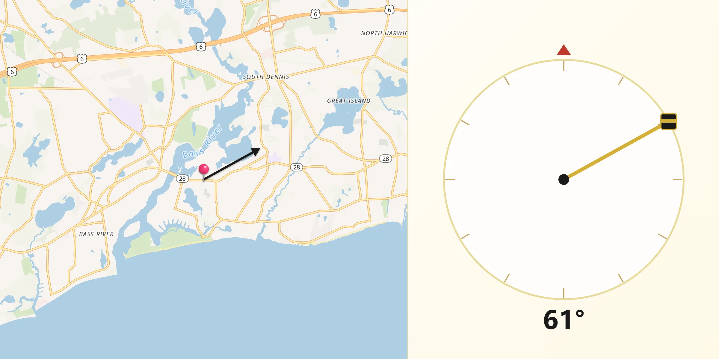 Qibla Direction from West Dennis