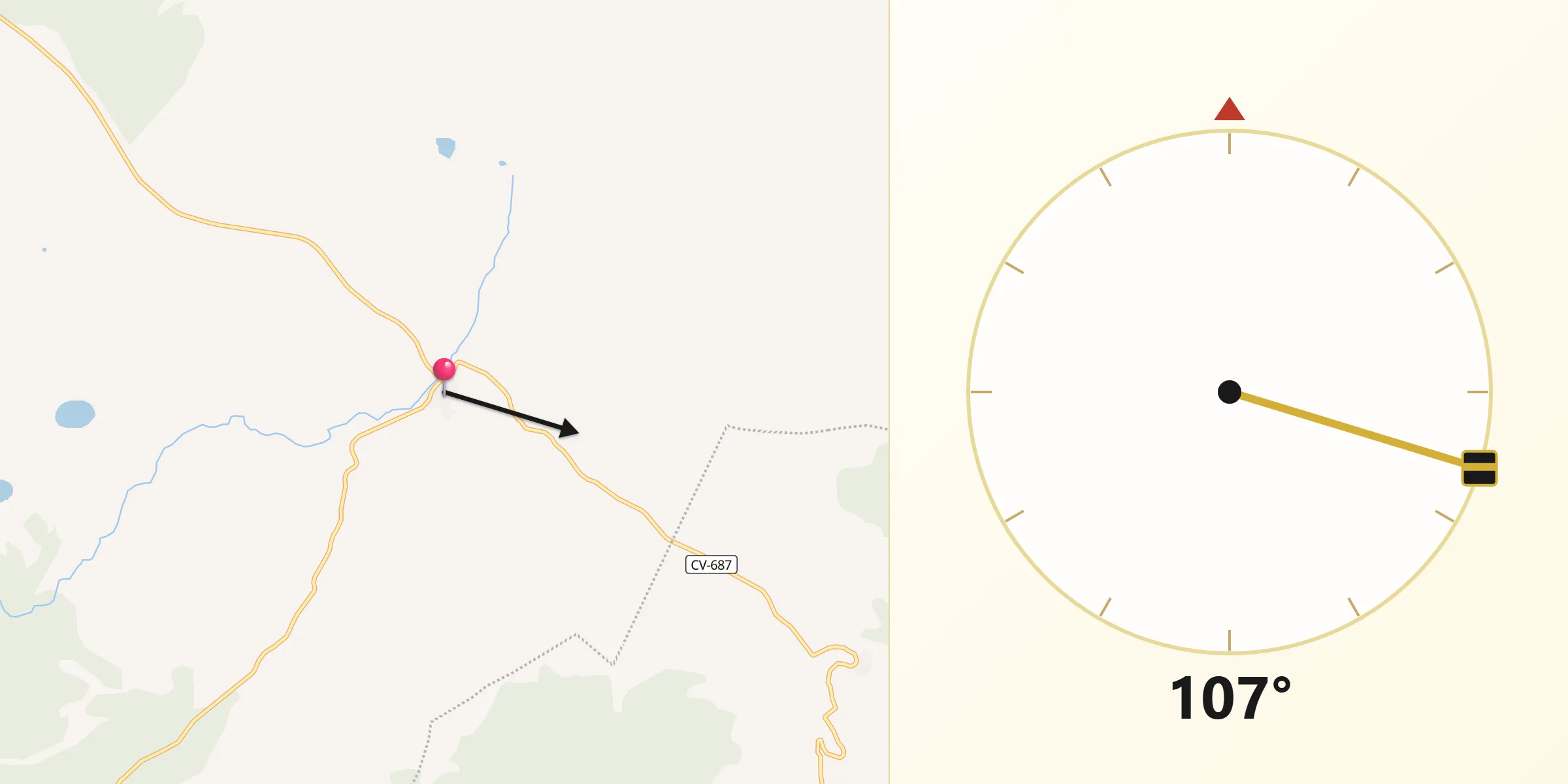 Dirección de la Qibla desde Borobia
