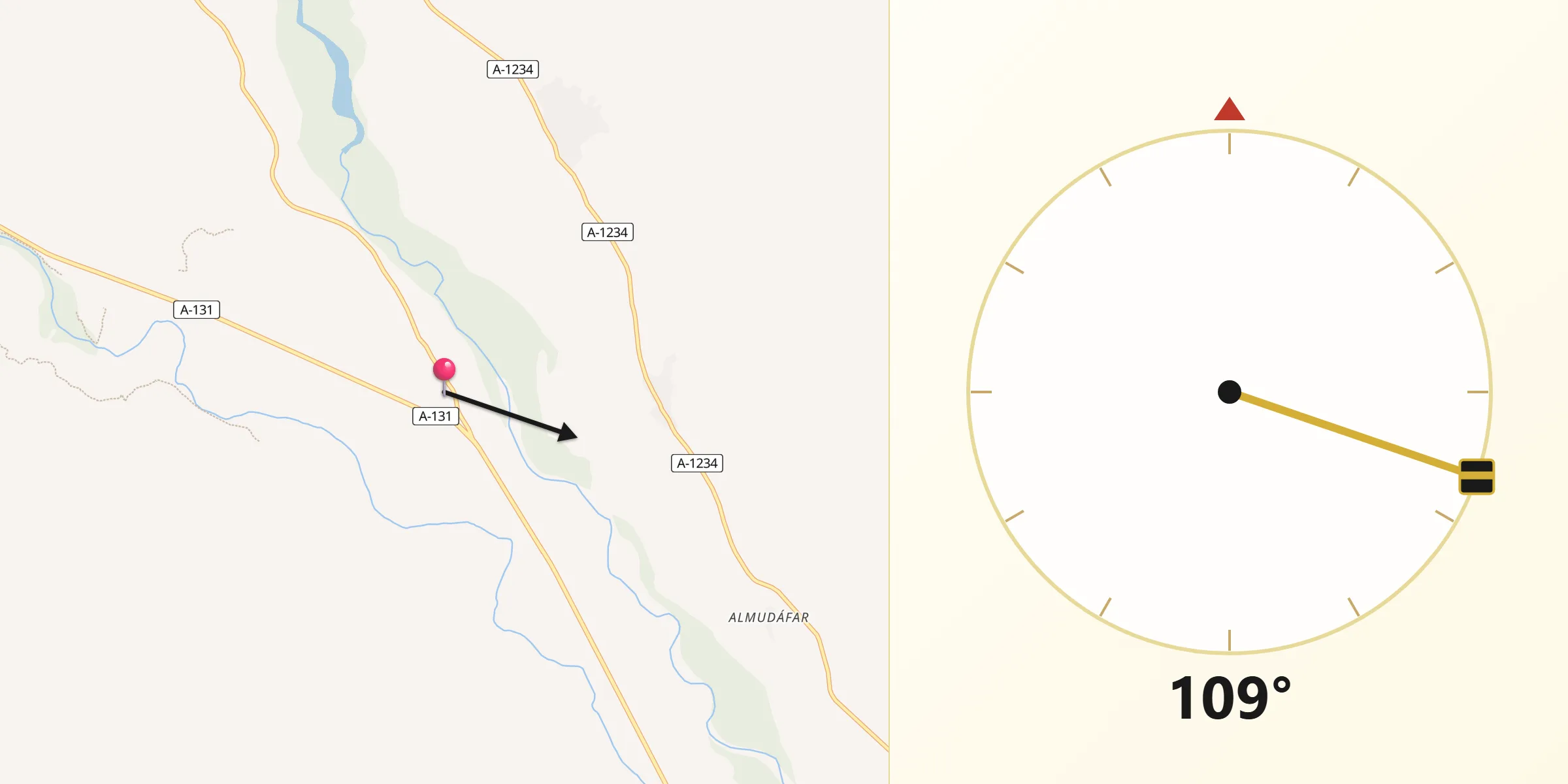 Dirección de la Qibla desde Chalamera