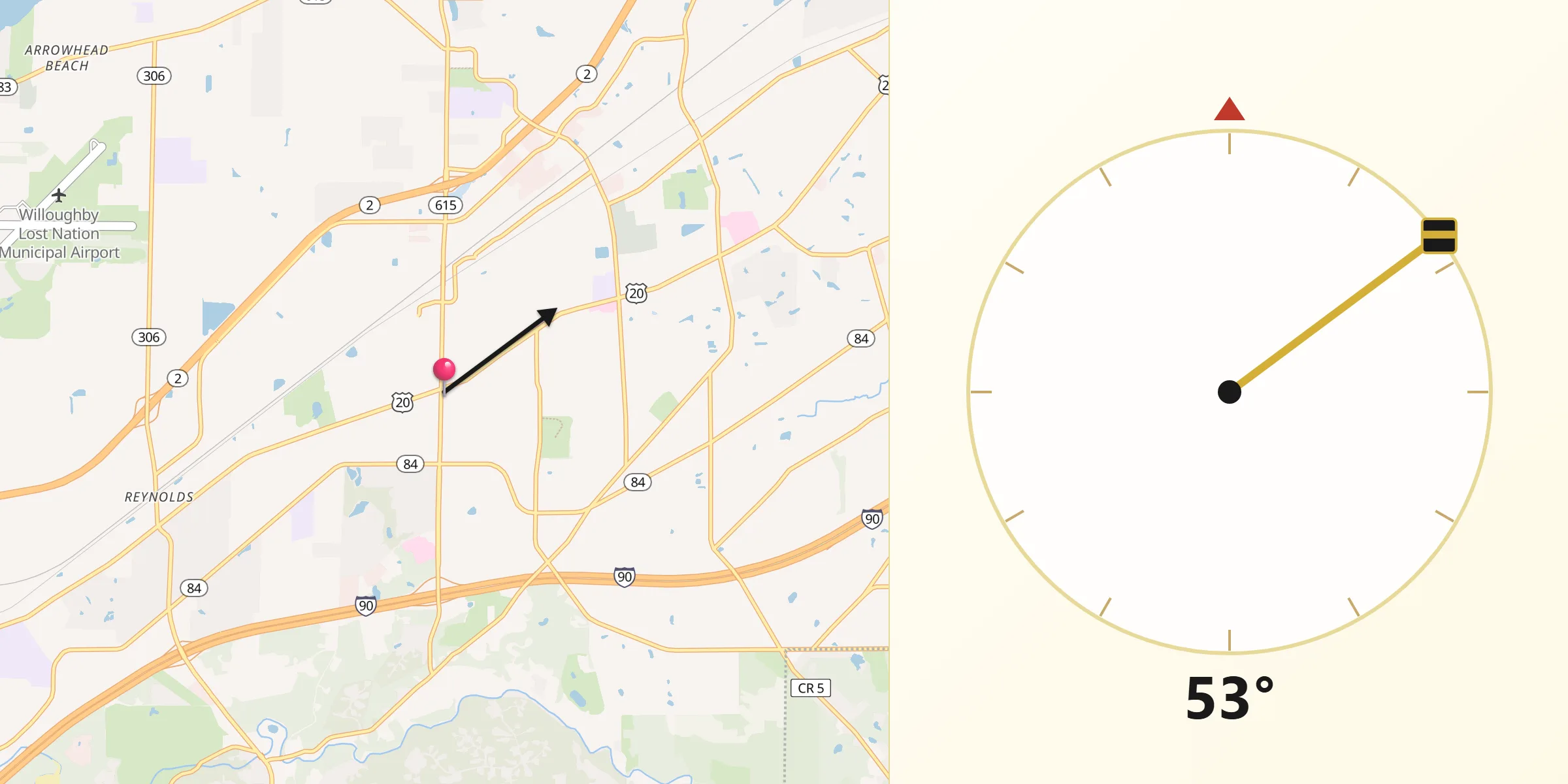 Qibla Direction from Mentor