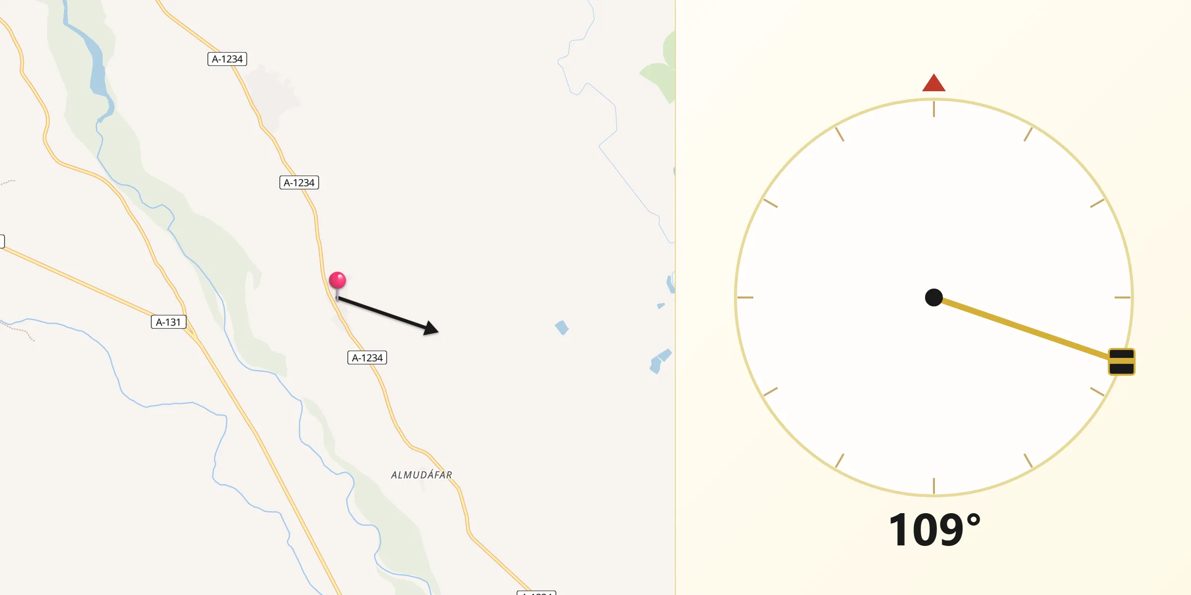 Dirección de la Qibla desde Osso de Cinca