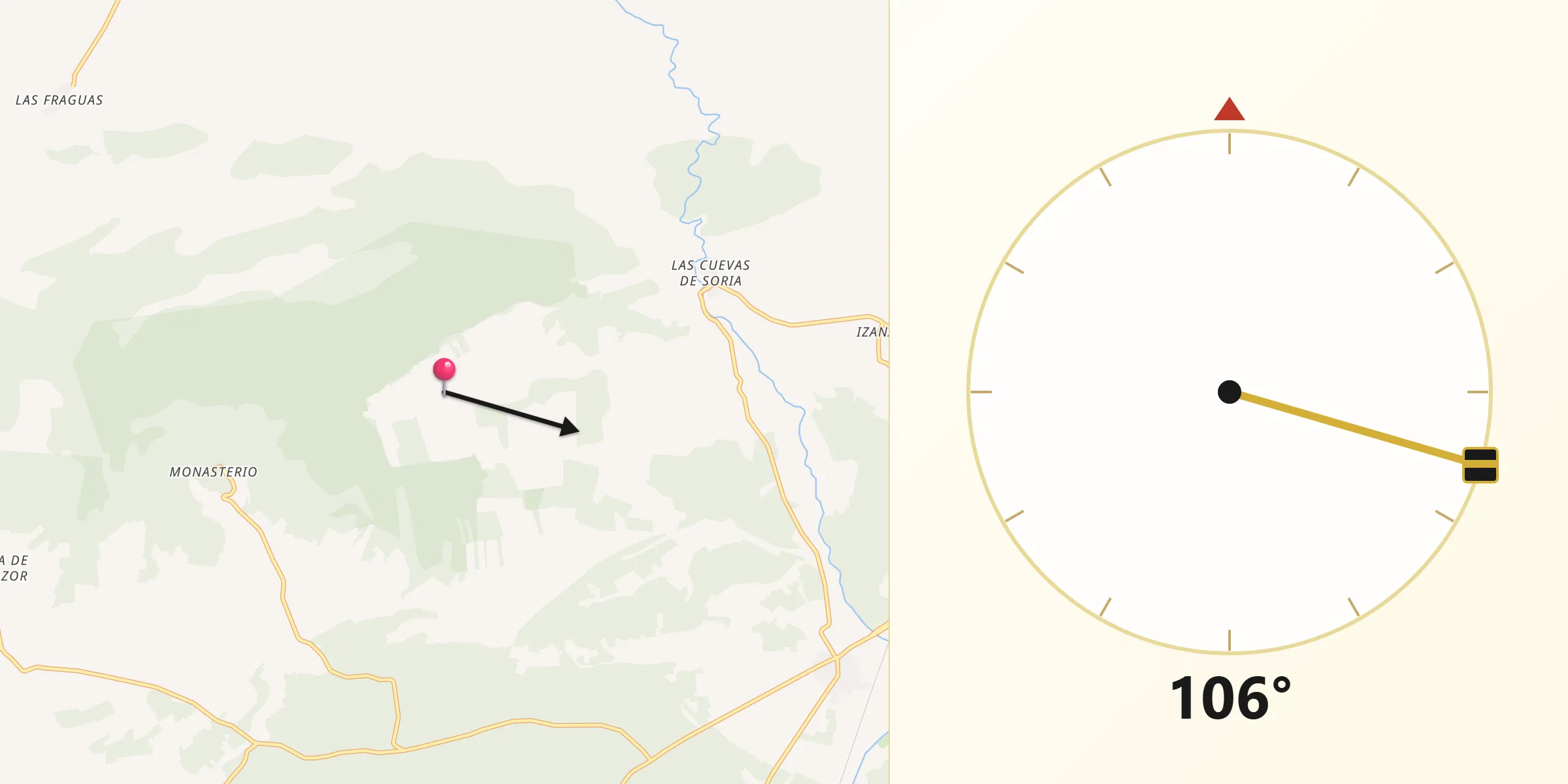 Dirección de la Qibla desde Provincia de Soria