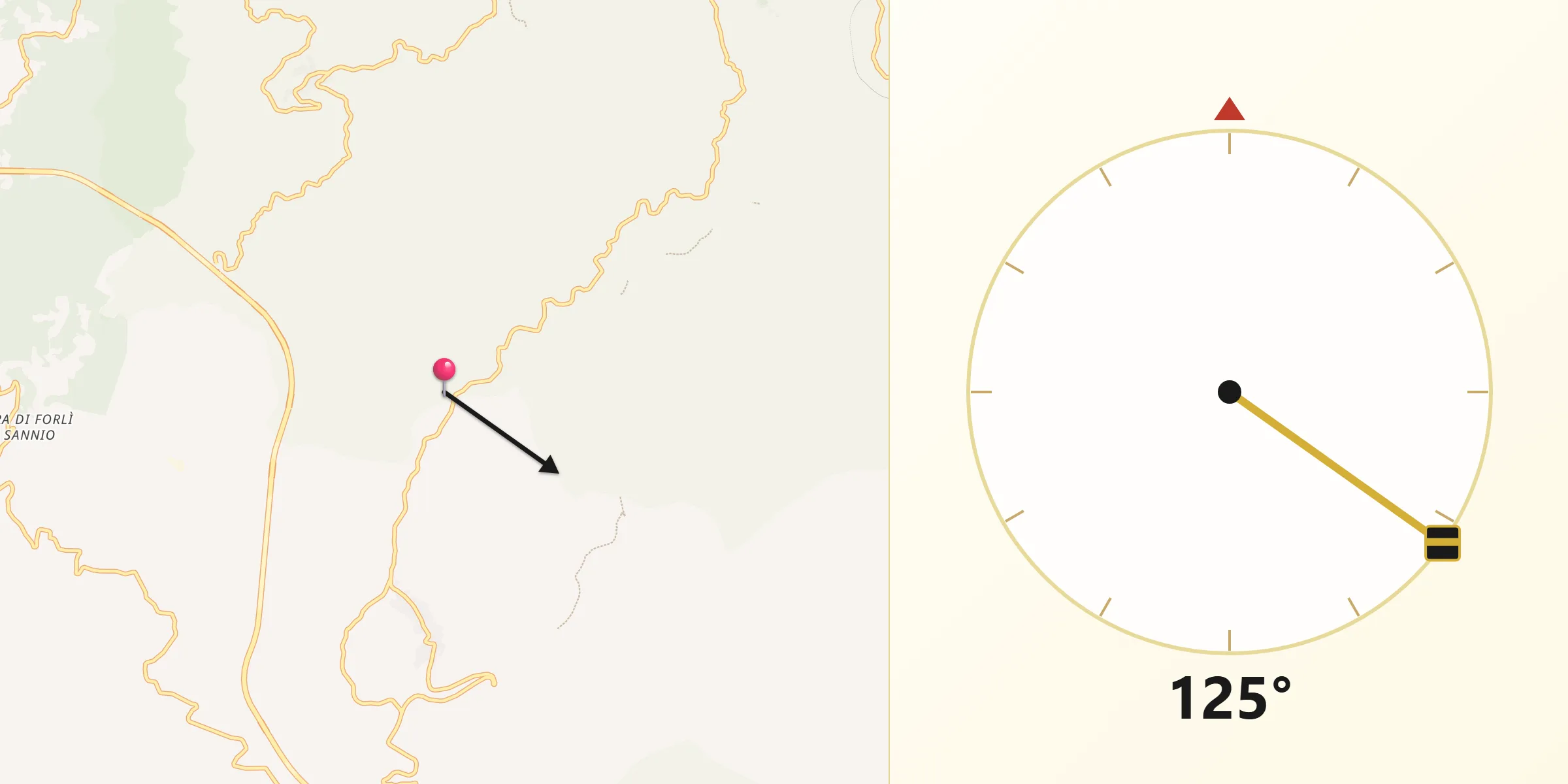 Direzione della Qibla da Provincia di Isernia