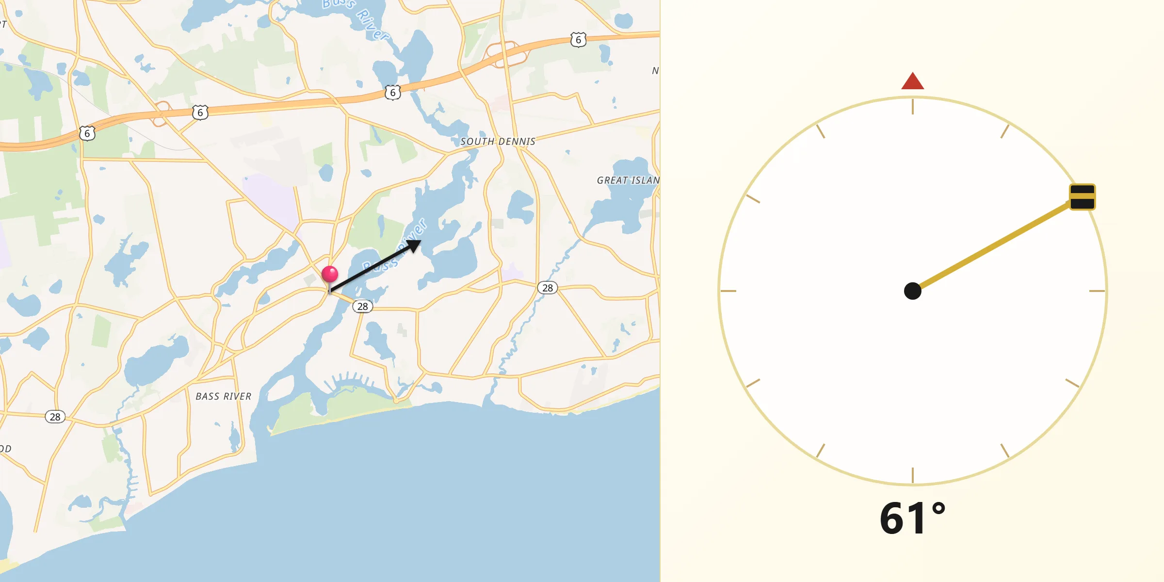 Qibla Direction from South Yarmouth