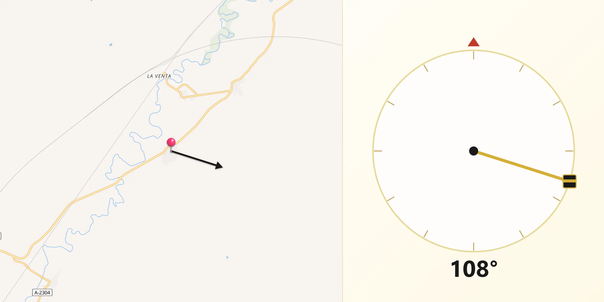 Dirección de la Qibla desde Urrea de Jalón