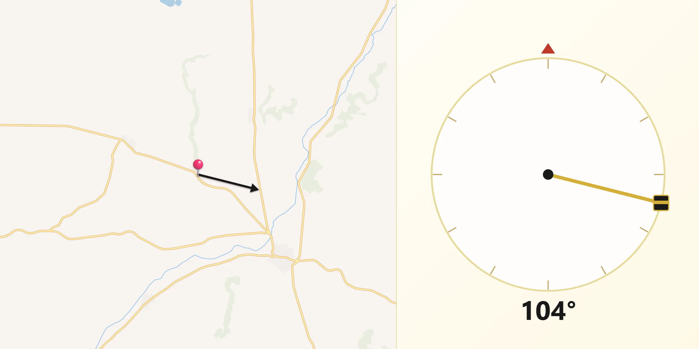 Dirección de la Qibla desde Torrecilla de la Torre