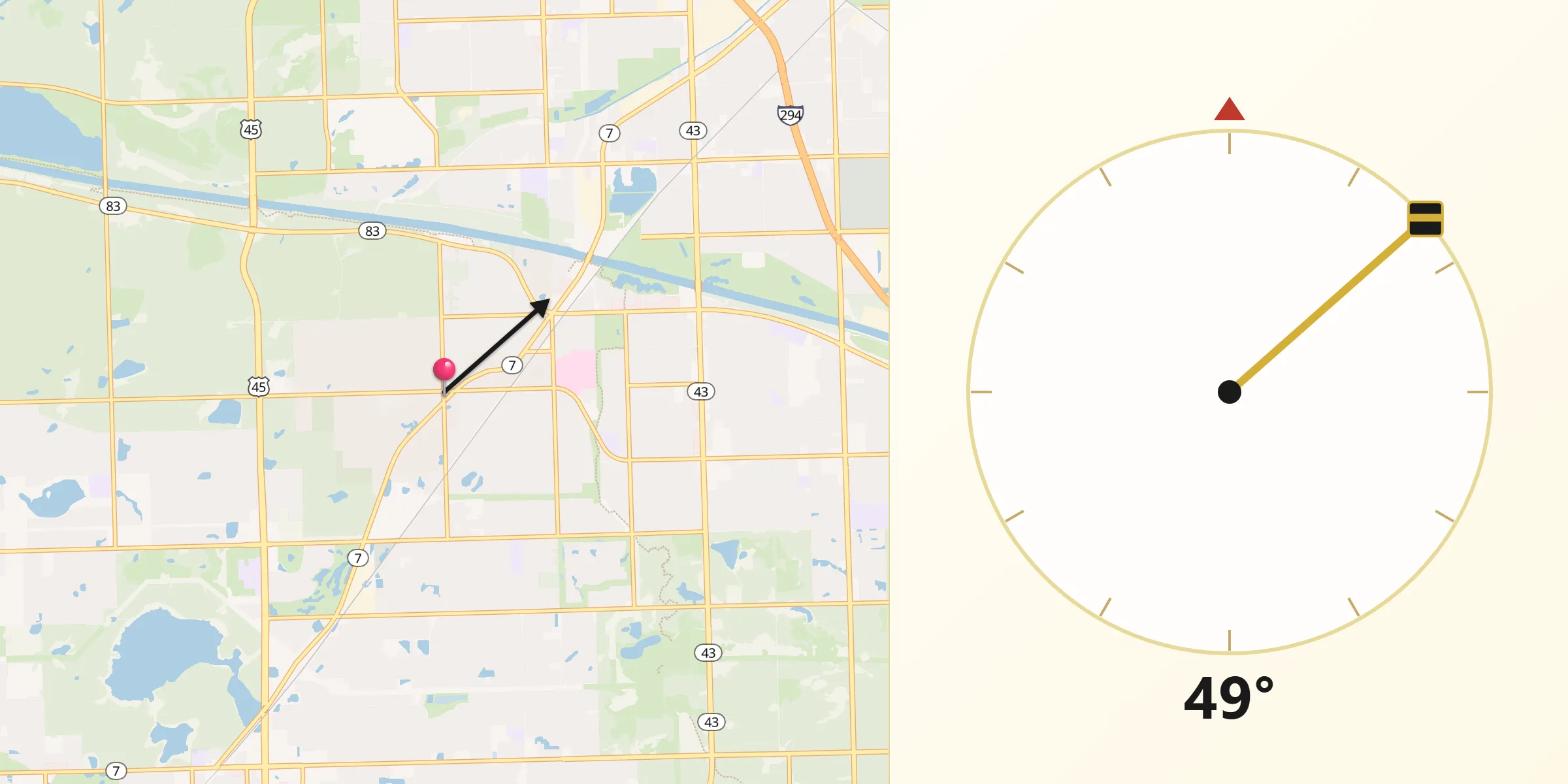 Qibla Direction from Palos Park