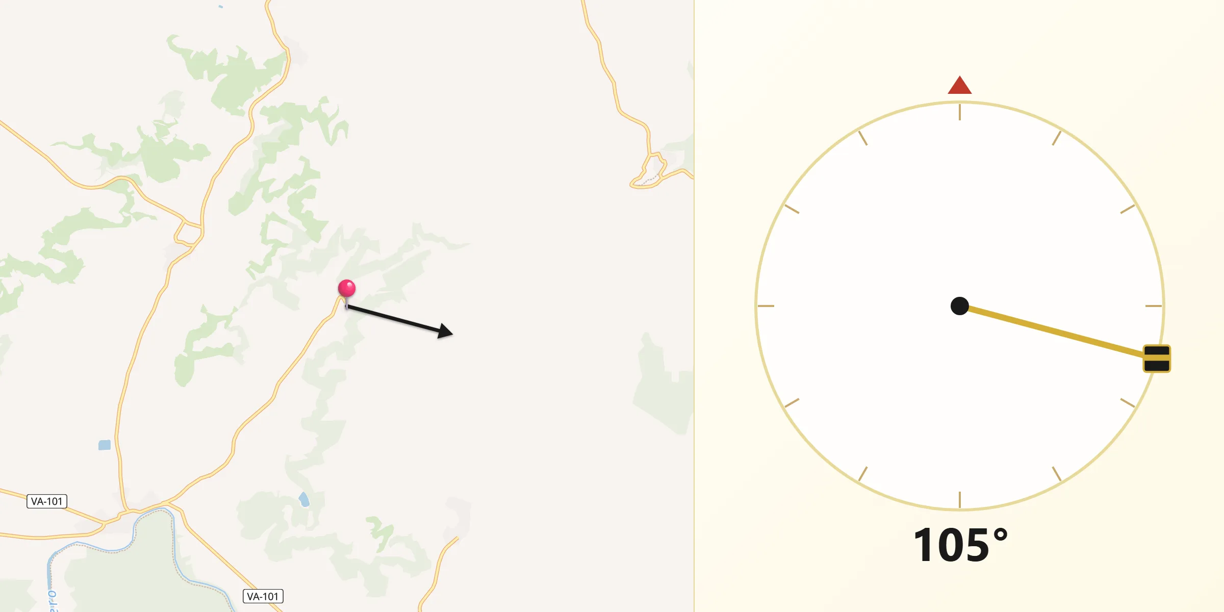 Dirección de la Qibla desde Roturas