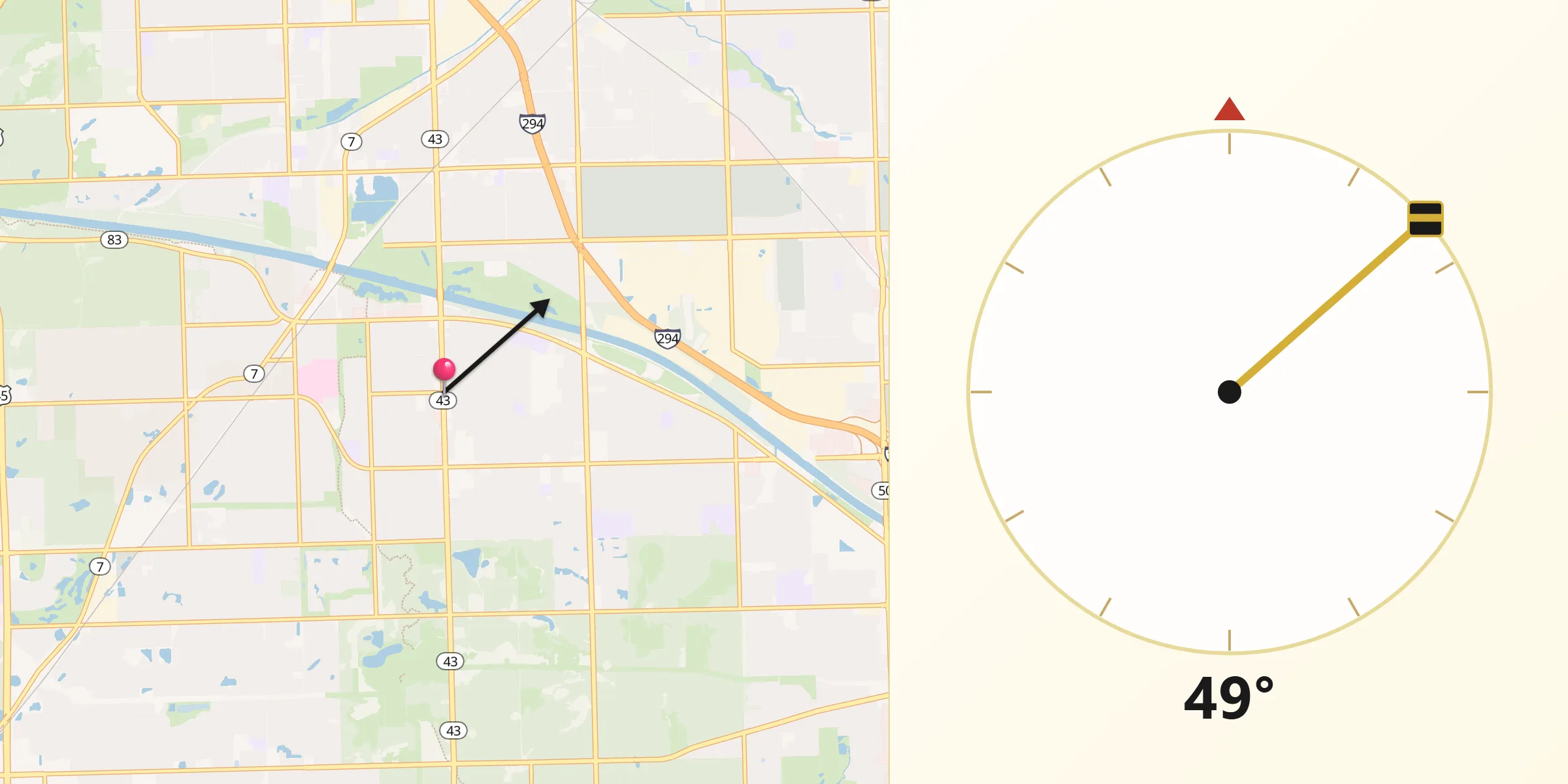 Qibla Direction from Palos Heights