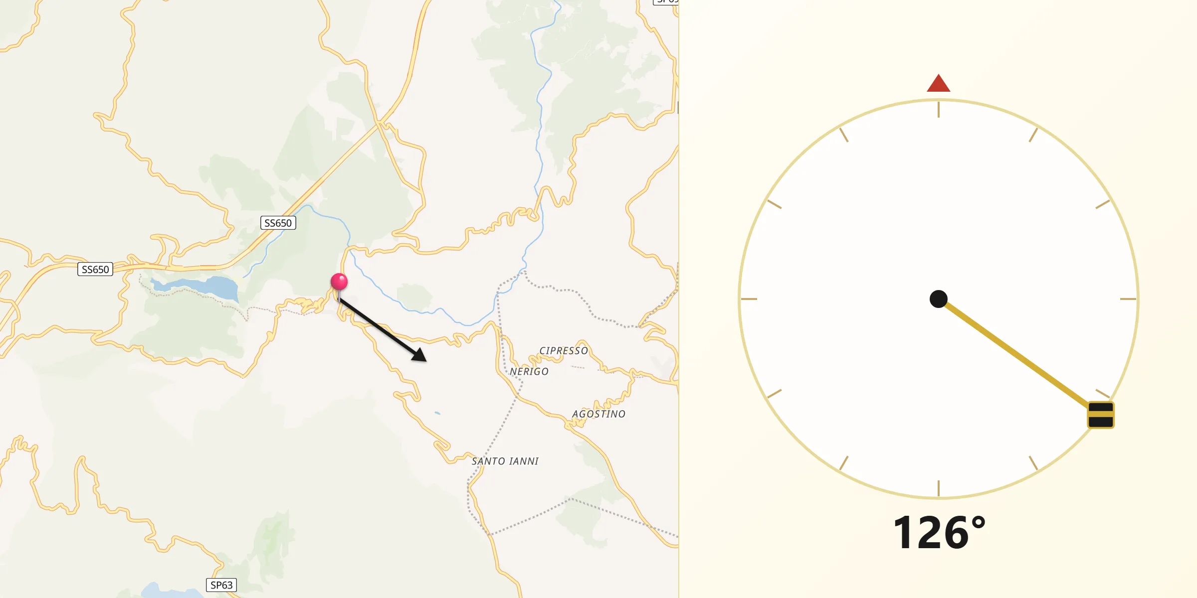 Direzione della Qibla da Civitanova del Sannio
