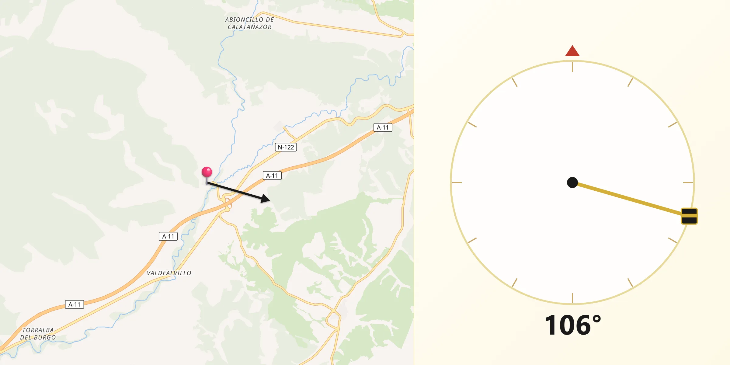 Dirección de la Qibla desde Torreblacos