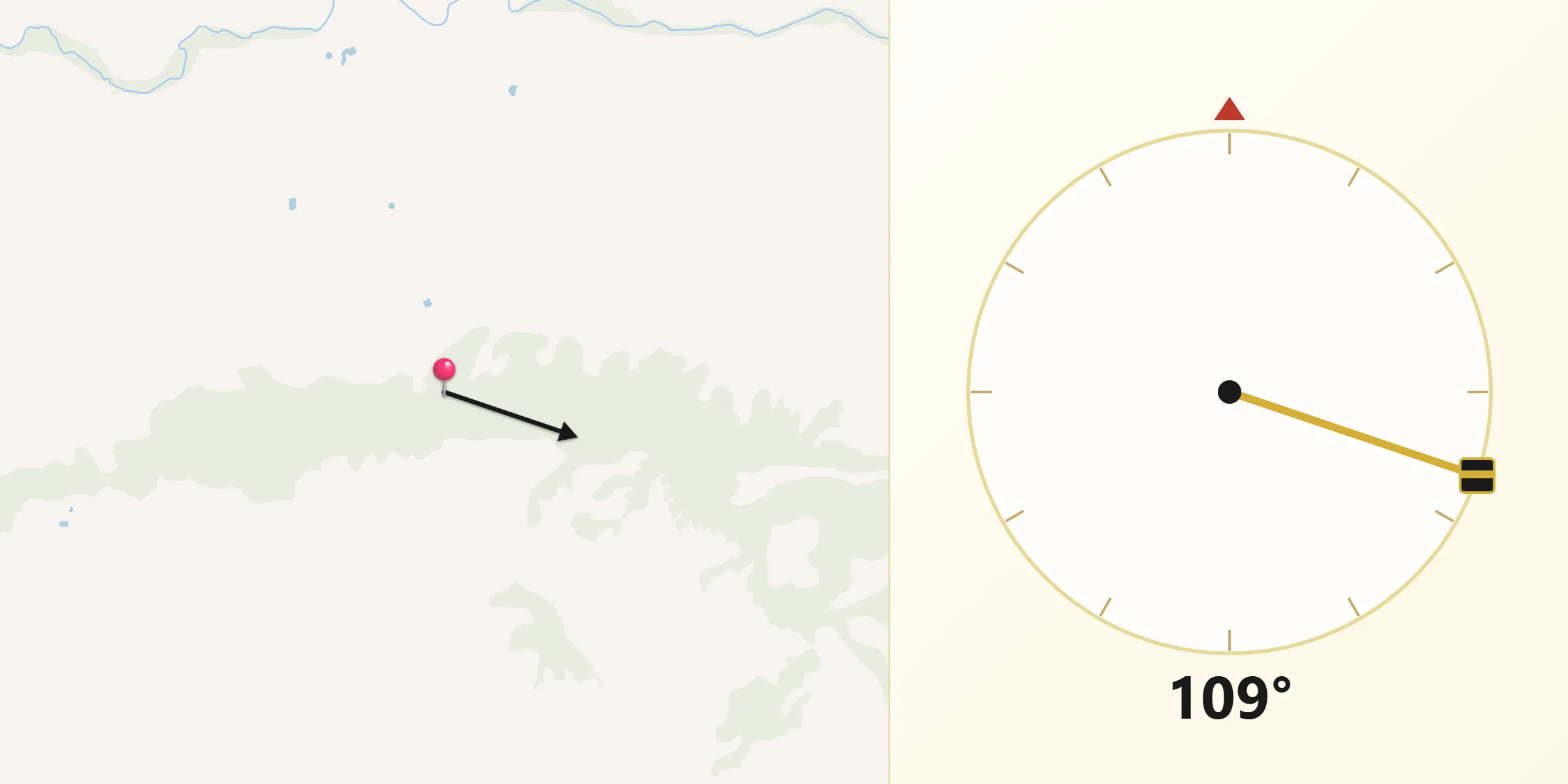 Dirección de la Qibla desde Sena