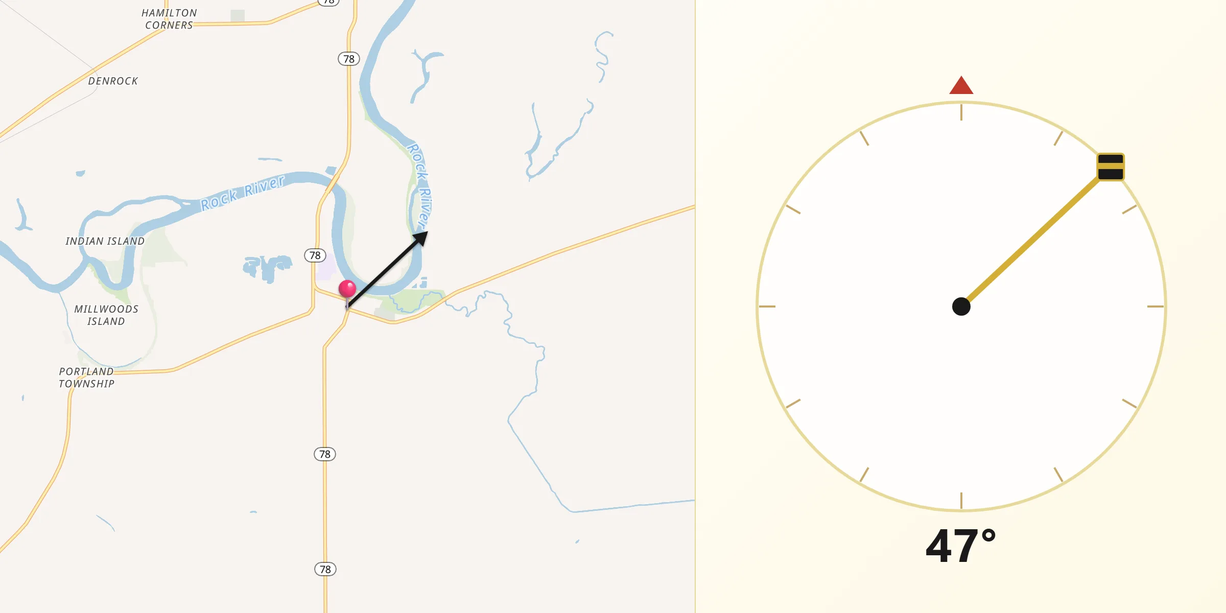 Qibla Direction from Prophetstown