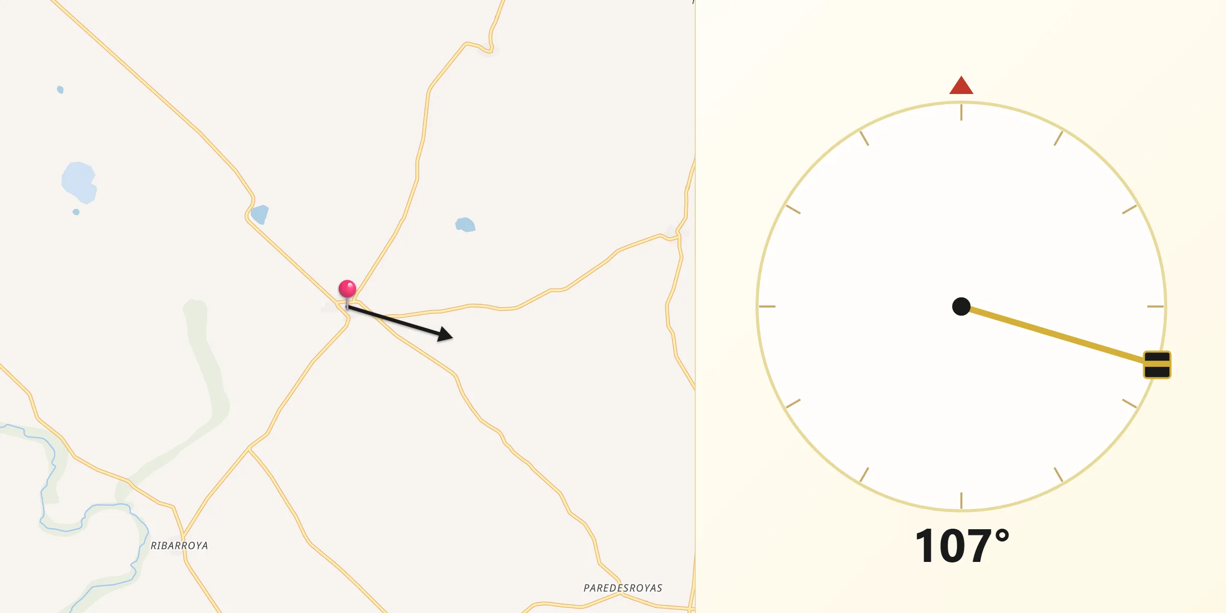 Dirección de la Qibla desde Aldealafuente