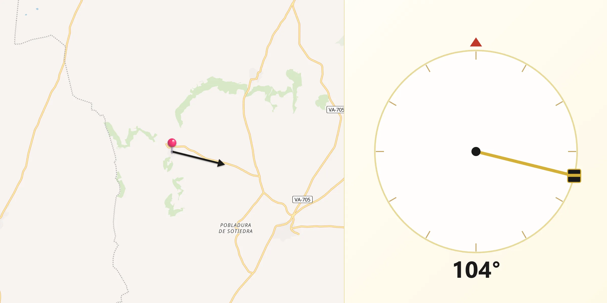Dirección de la Qibla desde Castromembibre