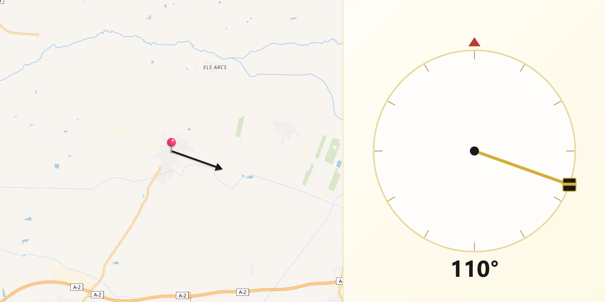 Dirección de la Qibla desde Bellvís