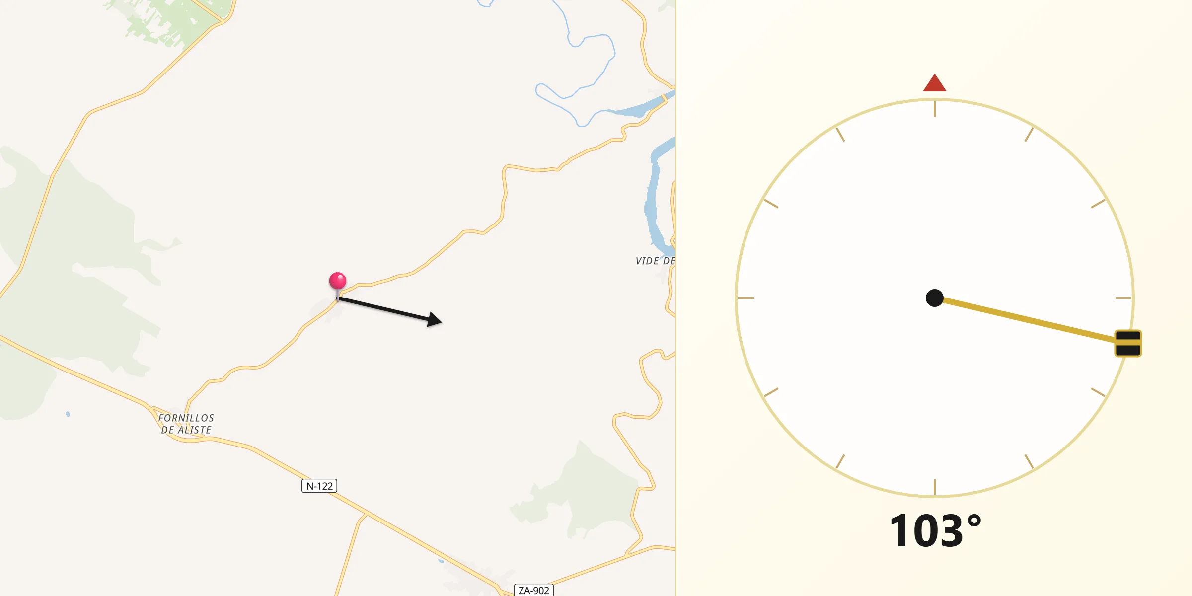 Dirección de la Qibla desde Samir de los Caños