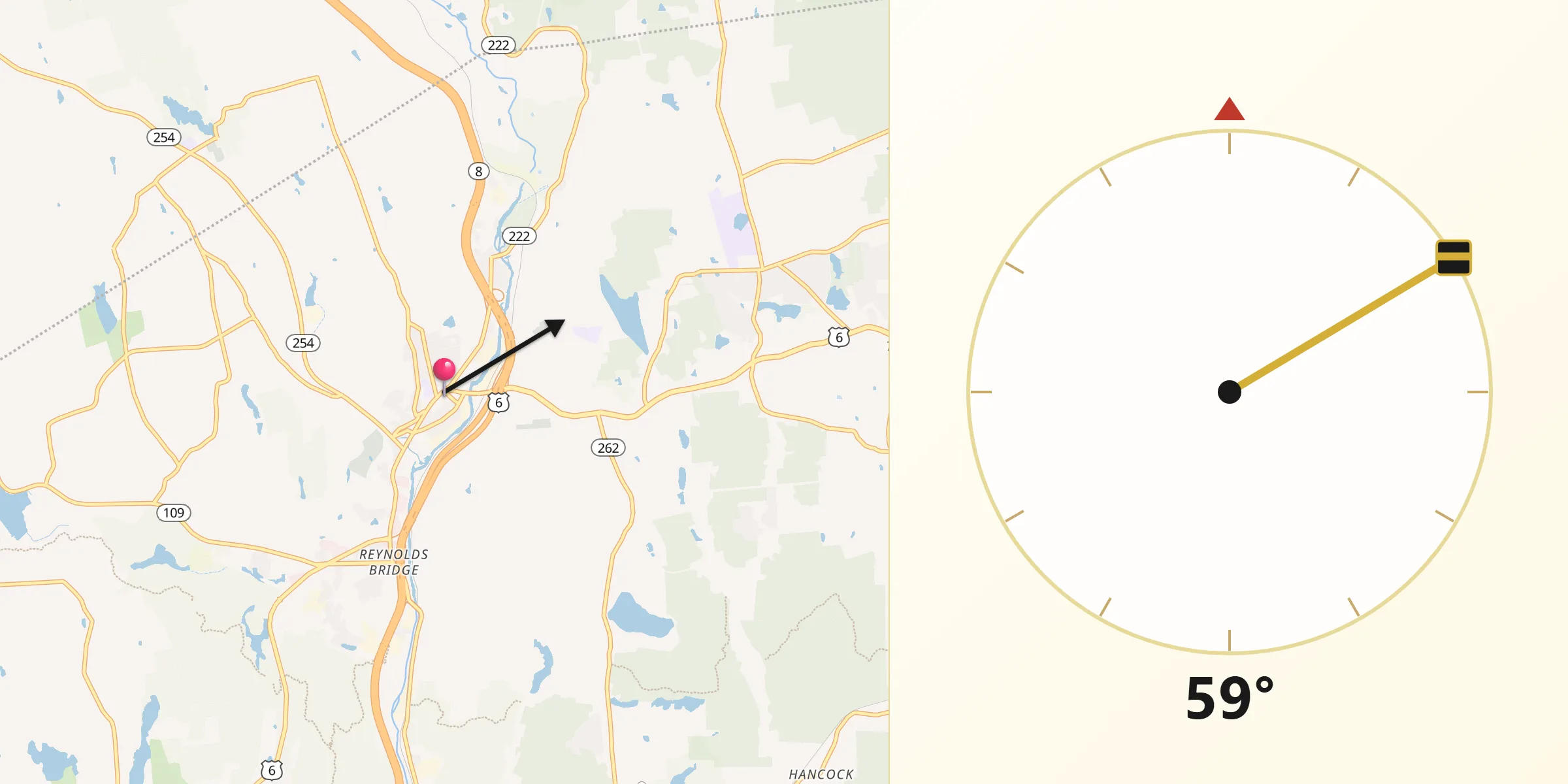 Qibla Direction from Thomaston