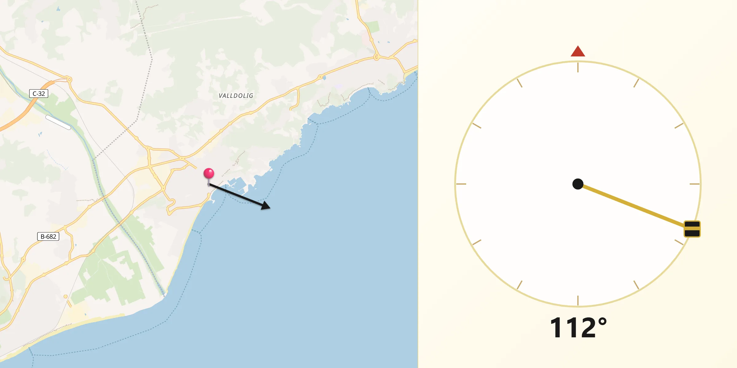 Dirección de la Qibla desde Blanes