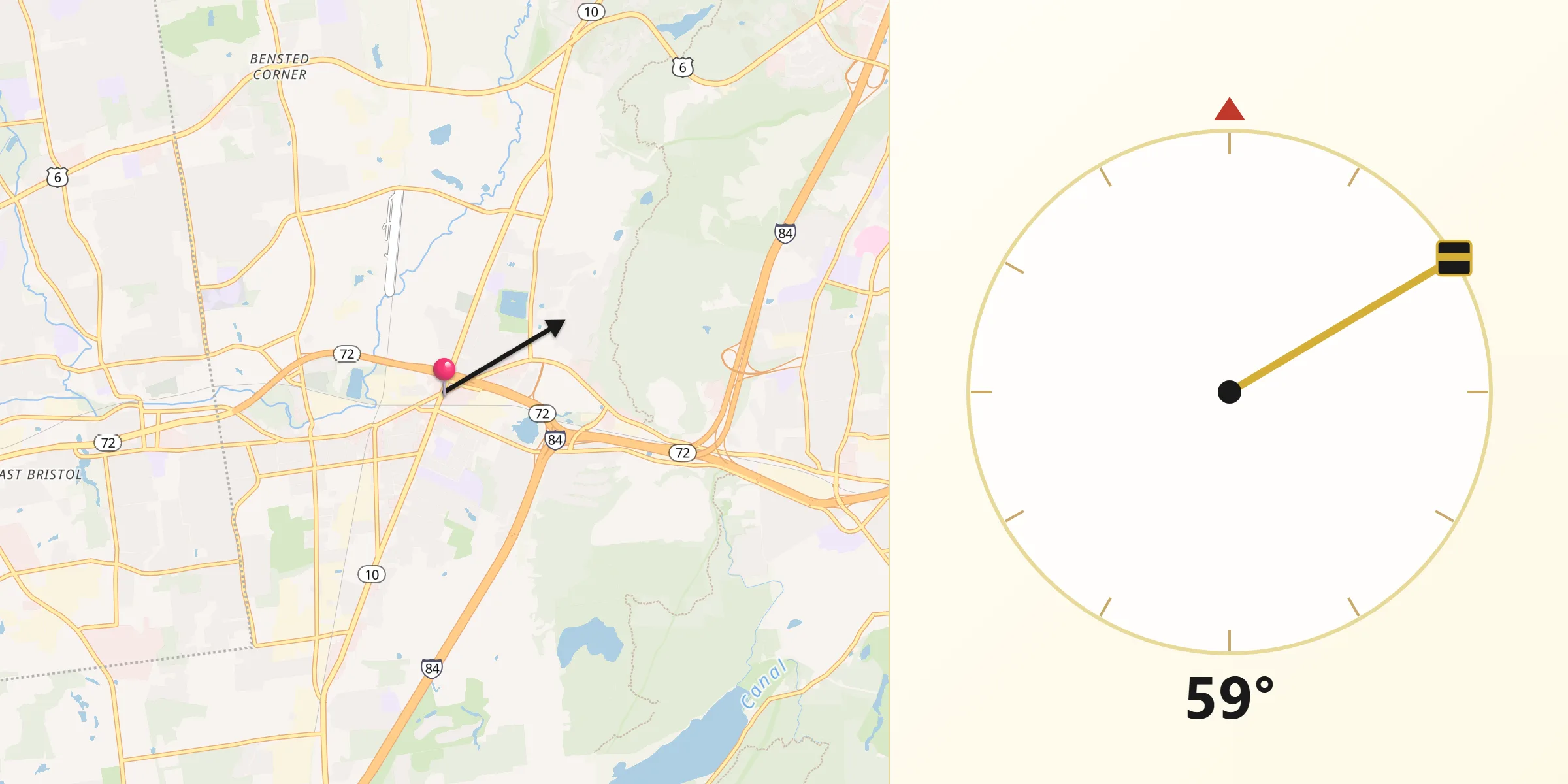 Qibla Direction from Plainville