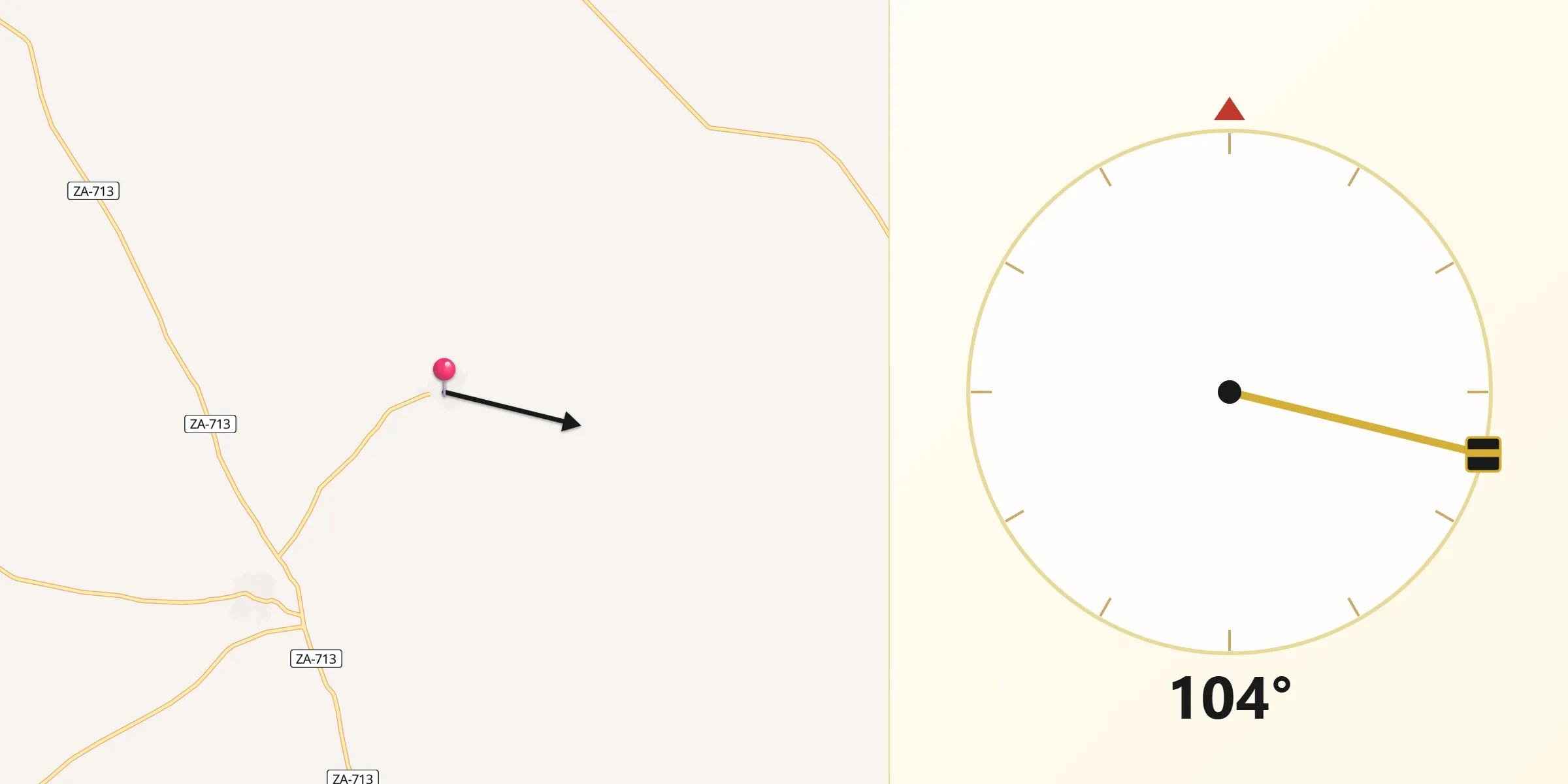 Dirección de la Qibla desde Bustillo del Oro