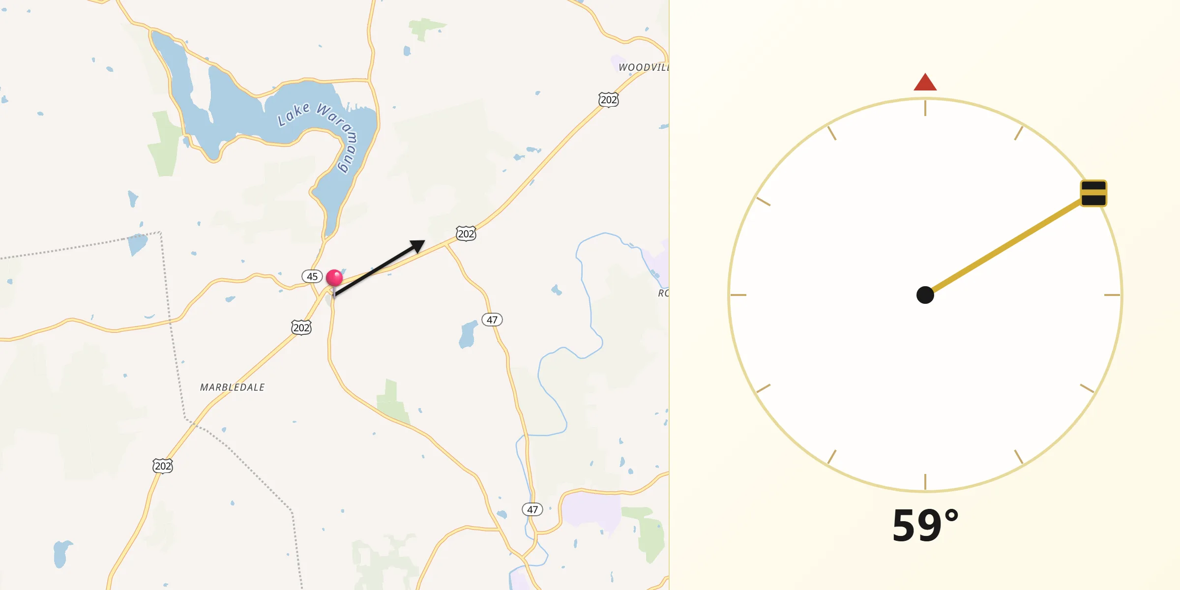 Qibla Direction from New Preston