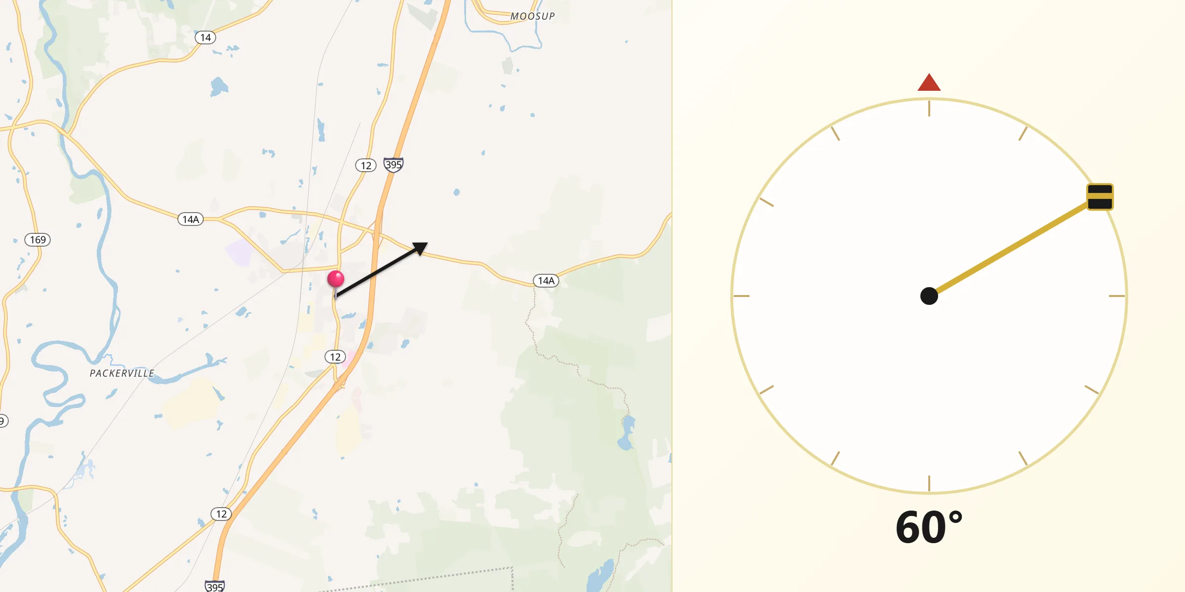 Qibla Direction from Plainfield