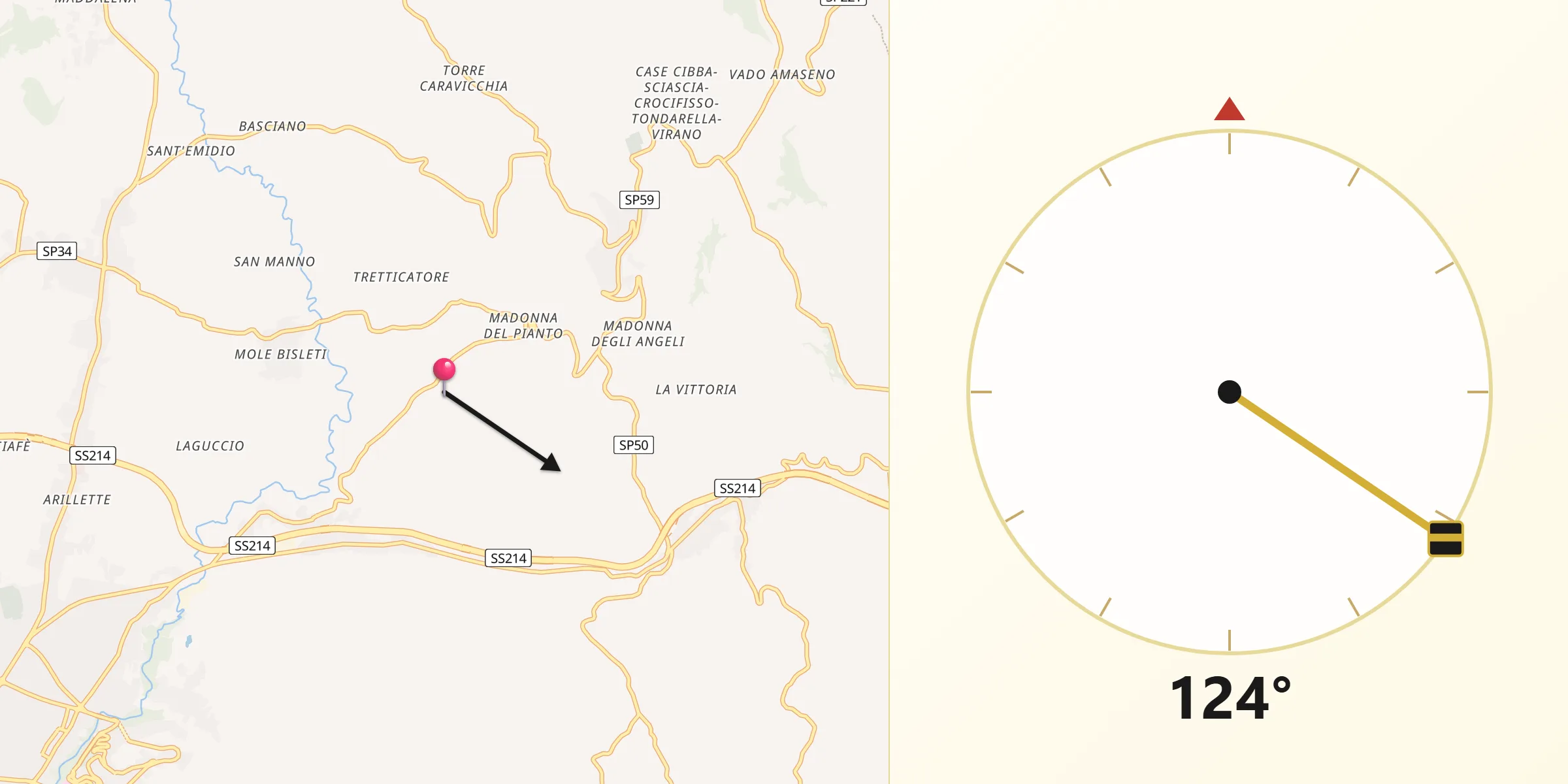 Direzione della Qibla da San Giuseppe le Prata-Cotropagno