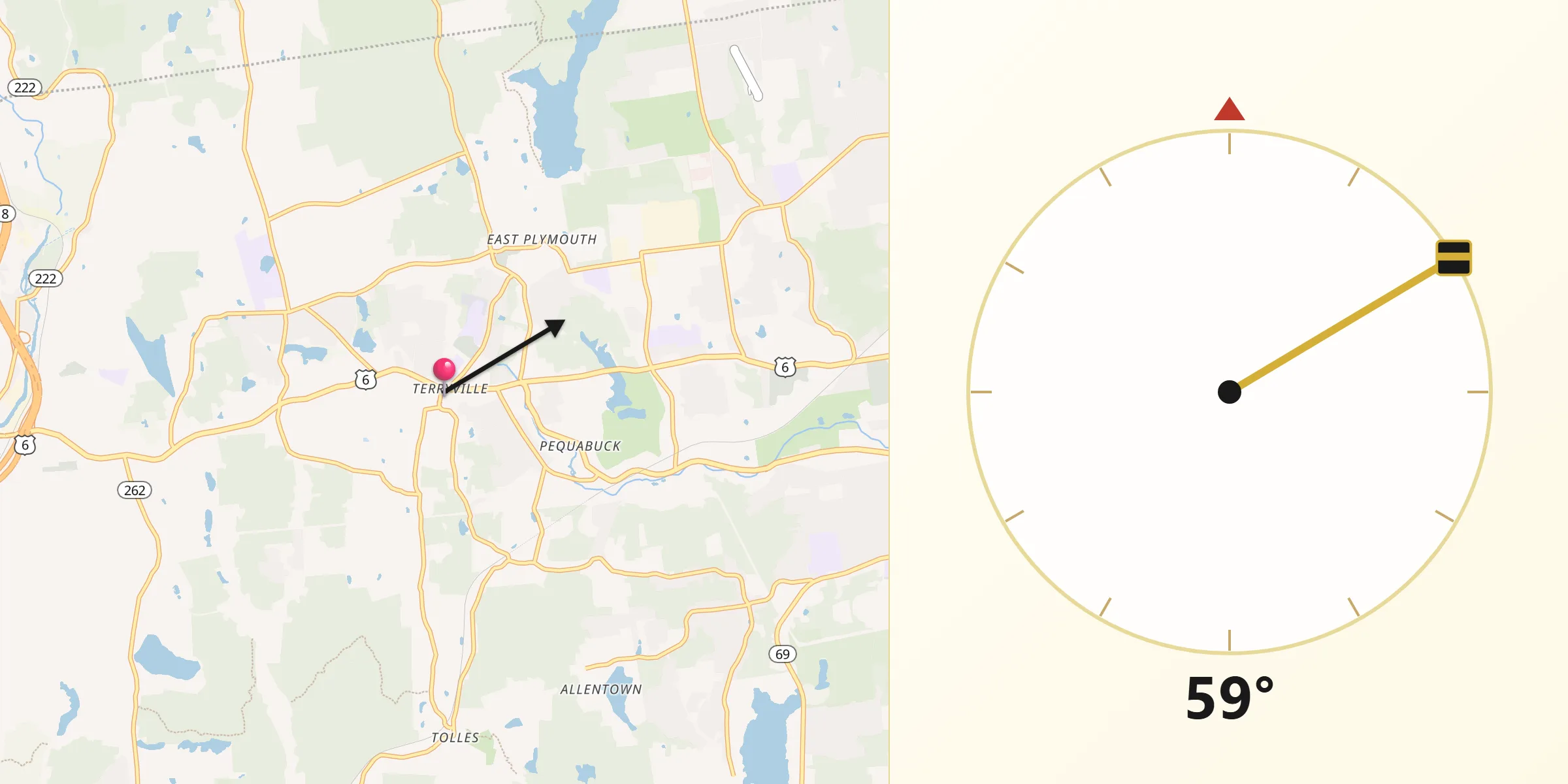 Qibla Direction from Terryville