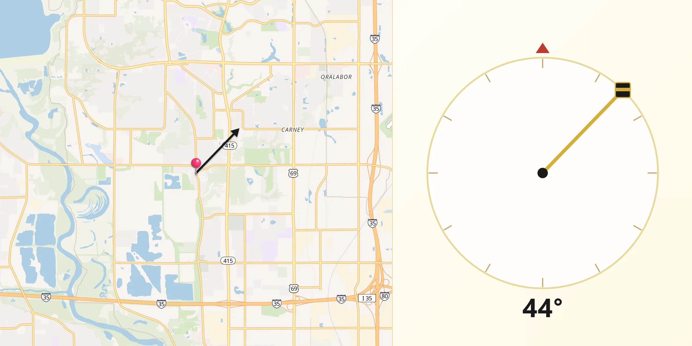 Qibla Direction from Saylorville