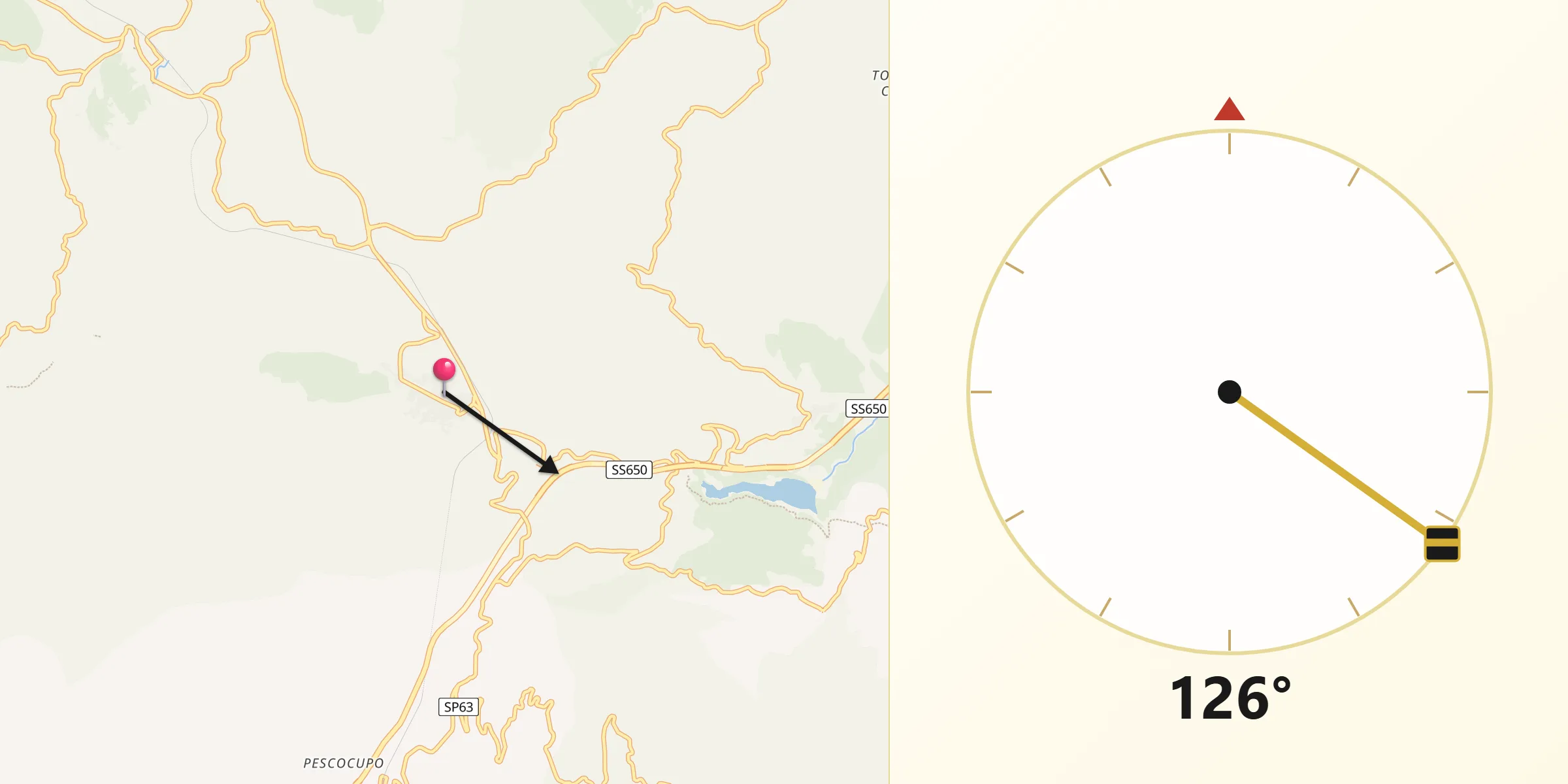 Direzione della Qibla da Pescolanciano