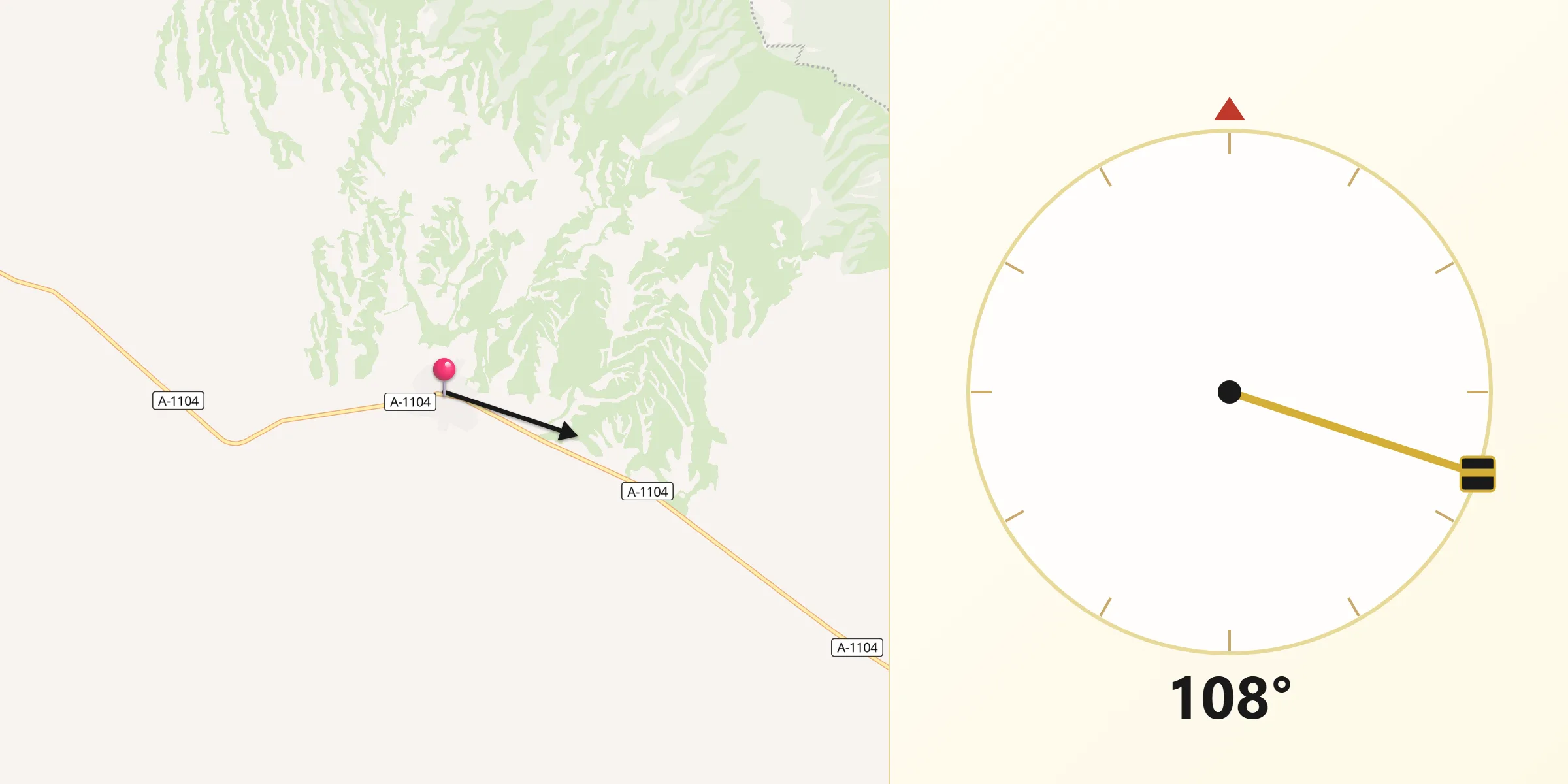 Dirección de la Qibla desde Farlete
