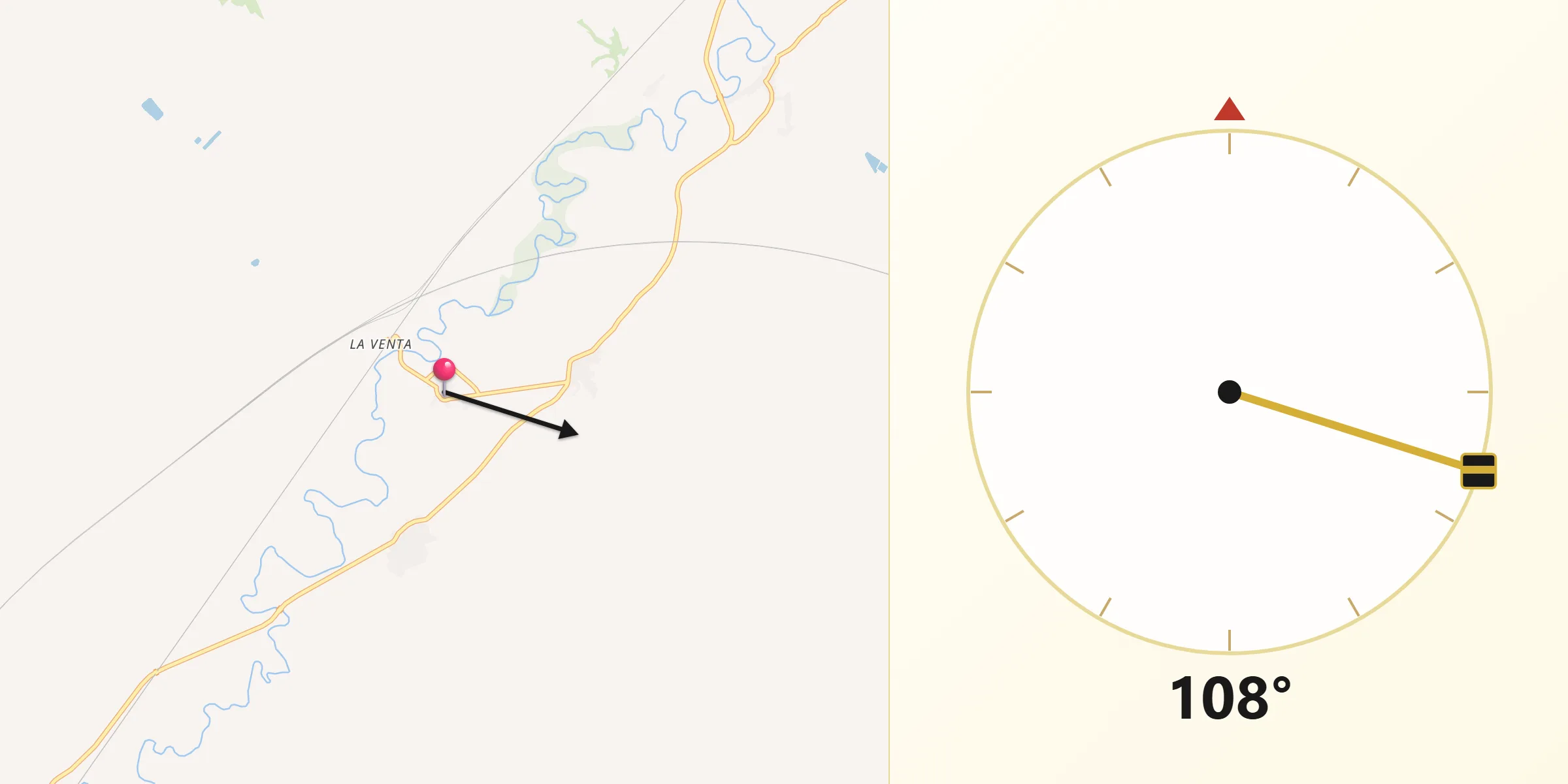 Dirección de la Qibla desde Plasencia de Jalón