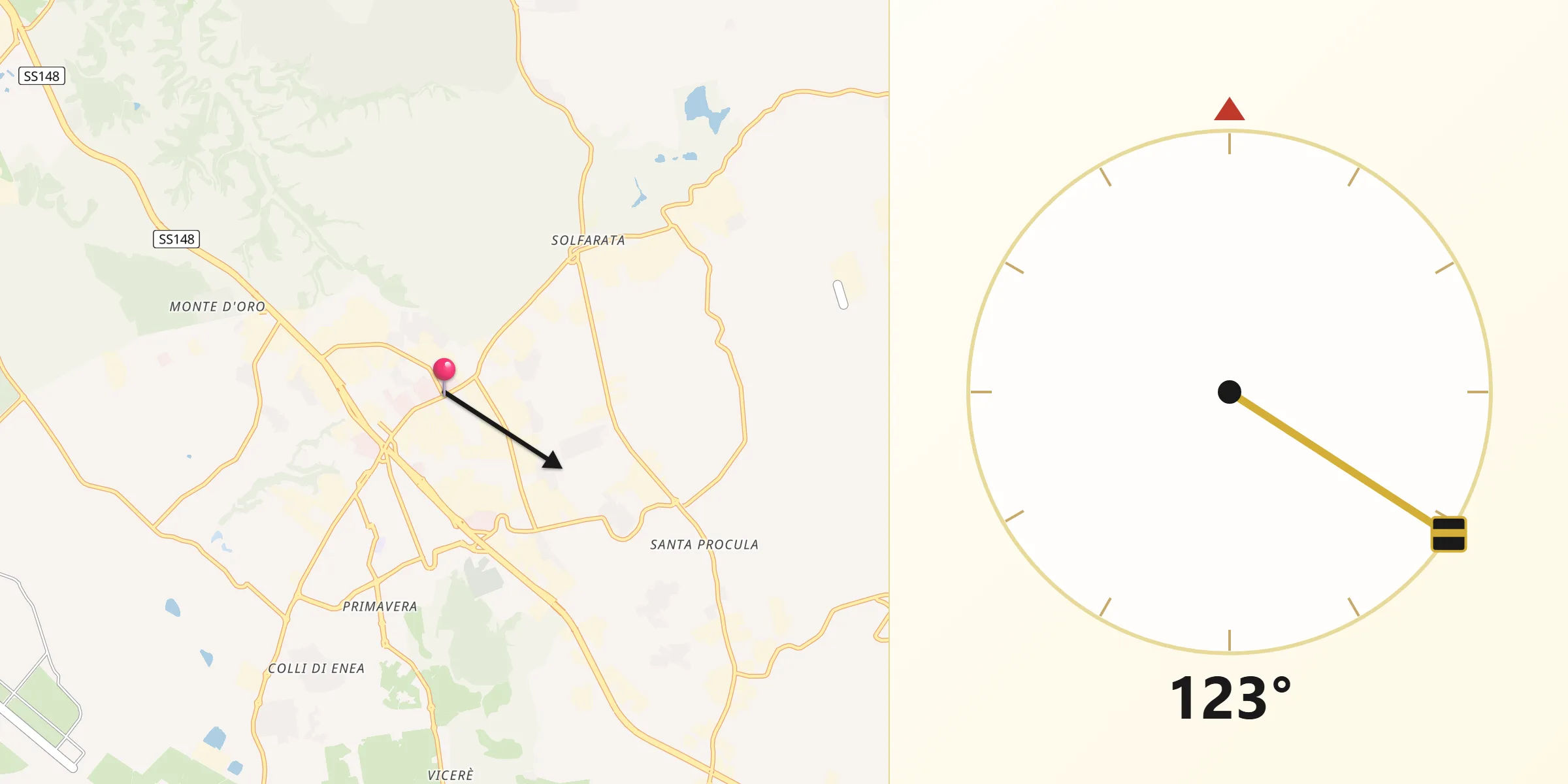 Direzione della Qibla da Area Produttiva