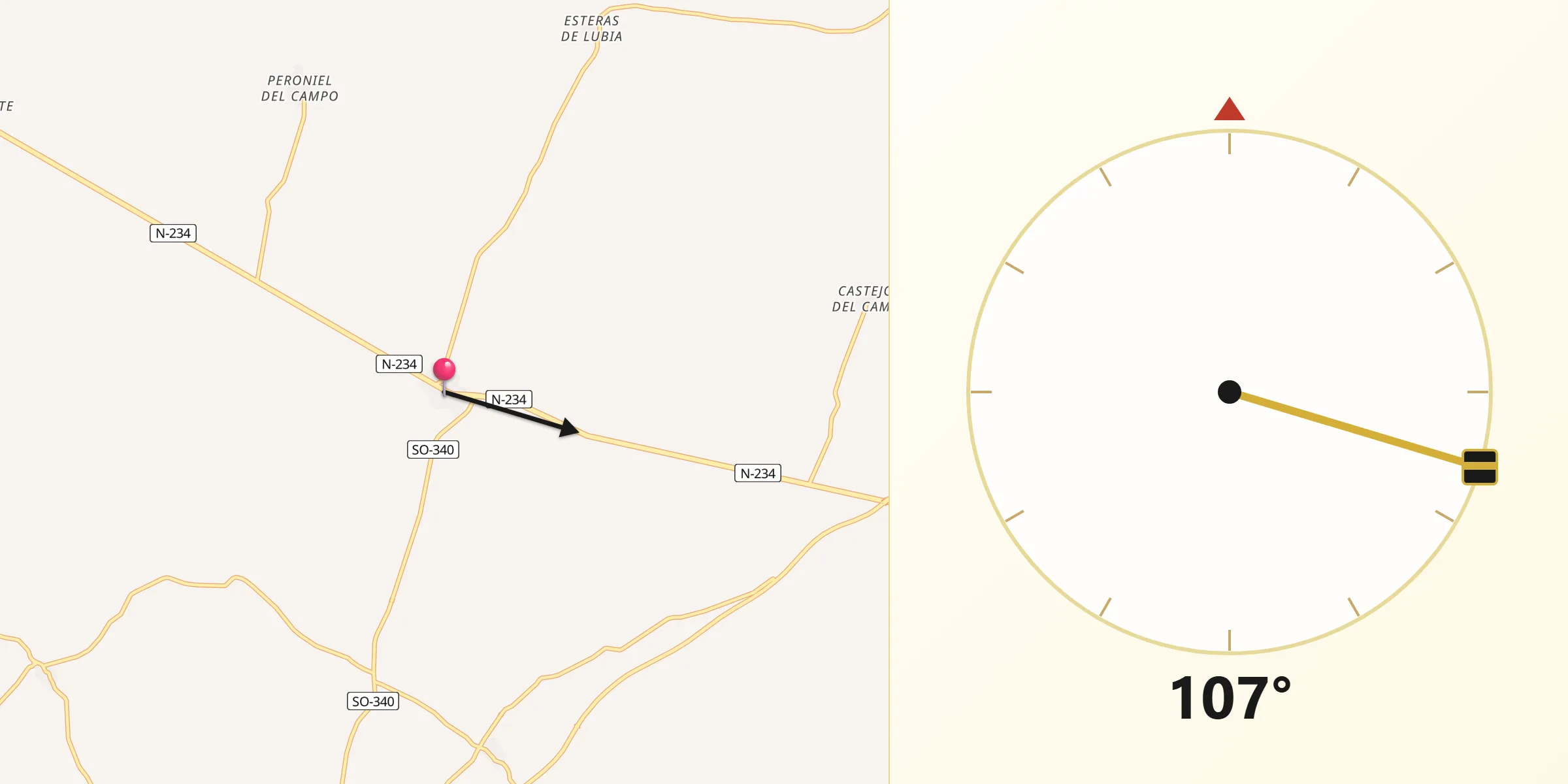 Dirección de la Qibla desde Almenar de Soria